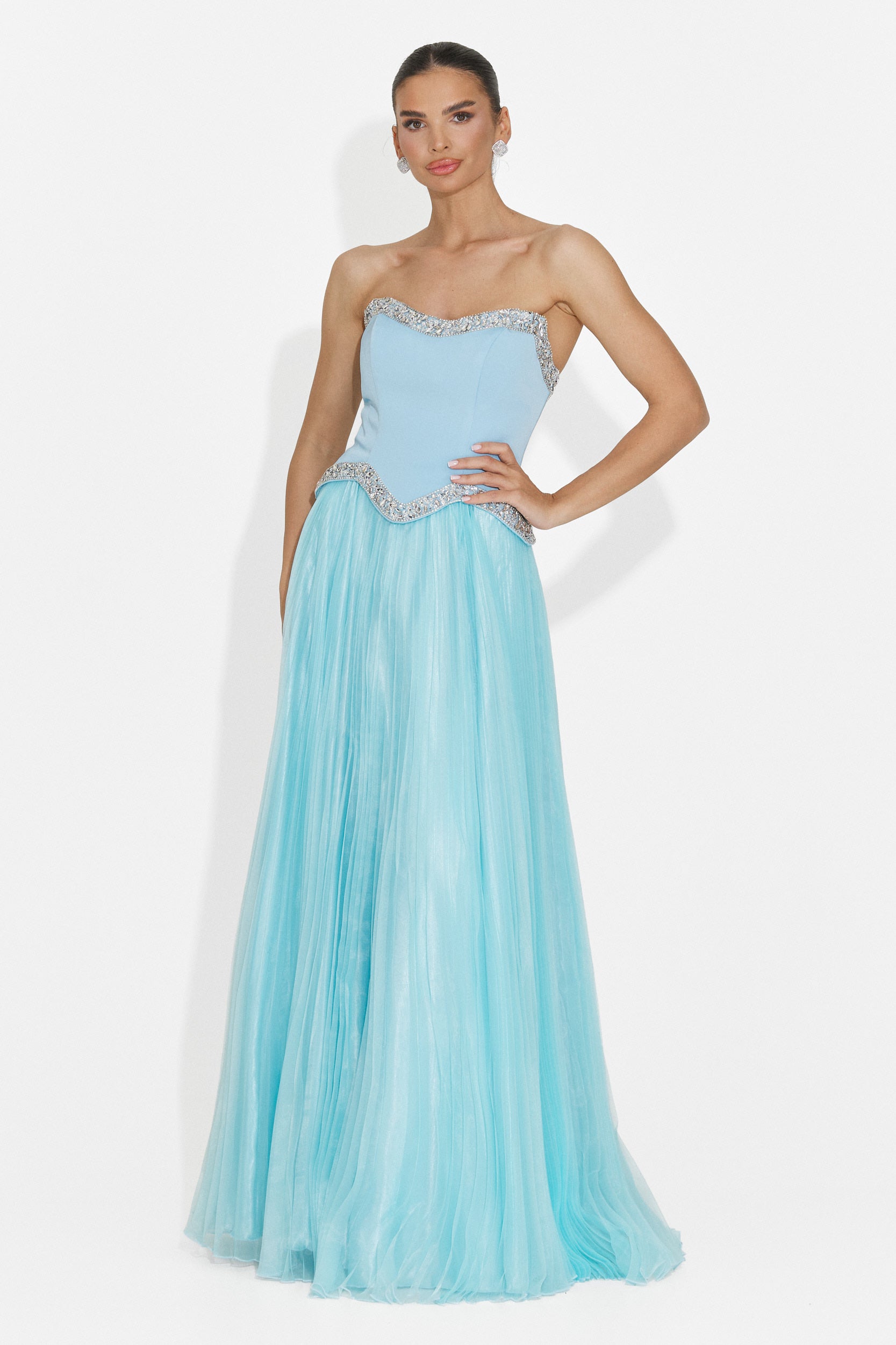 Rochie dama lunga bleu Elfi Bogas