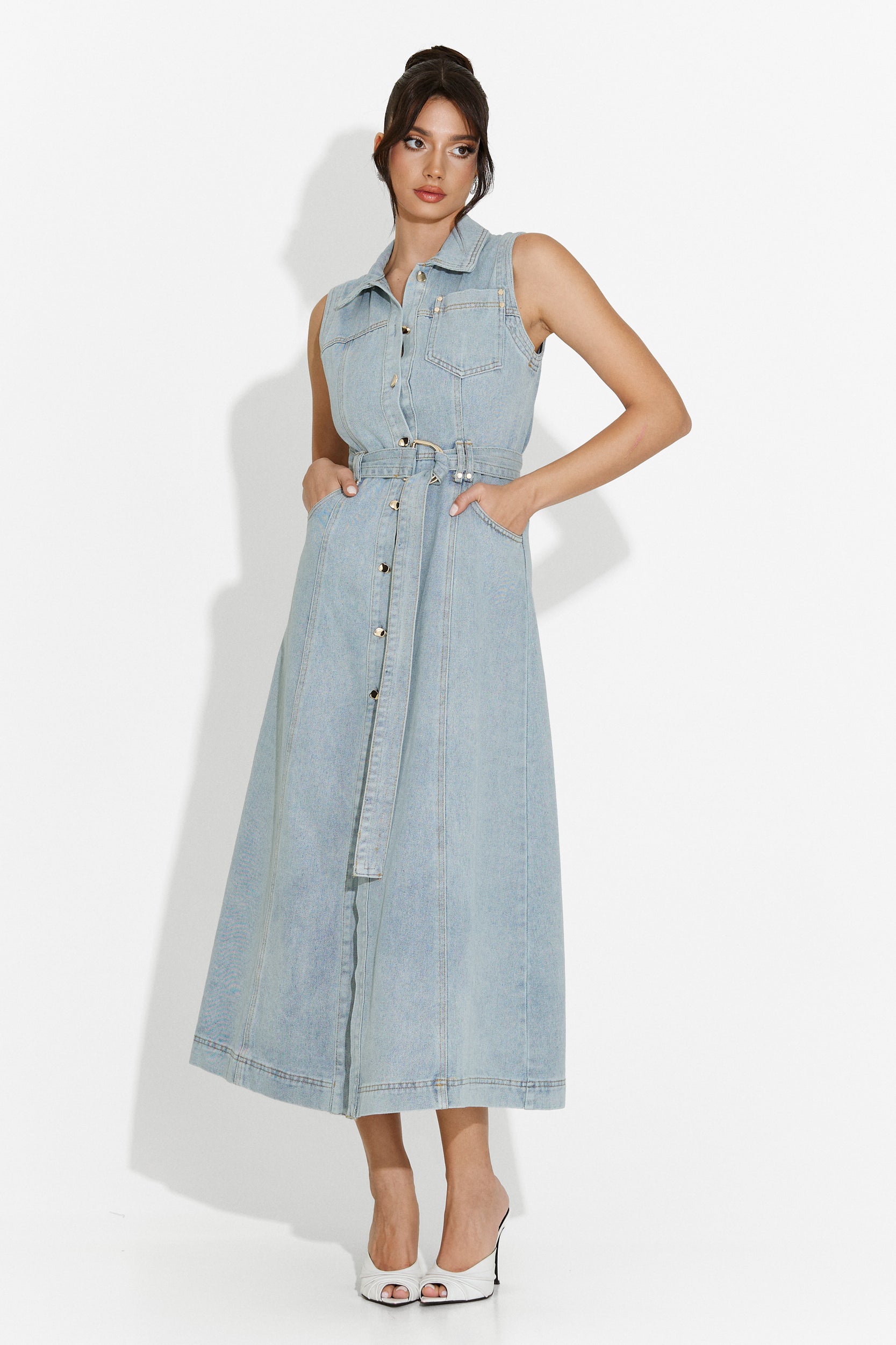 Rochie dama lunga bleu Malynda Bogas