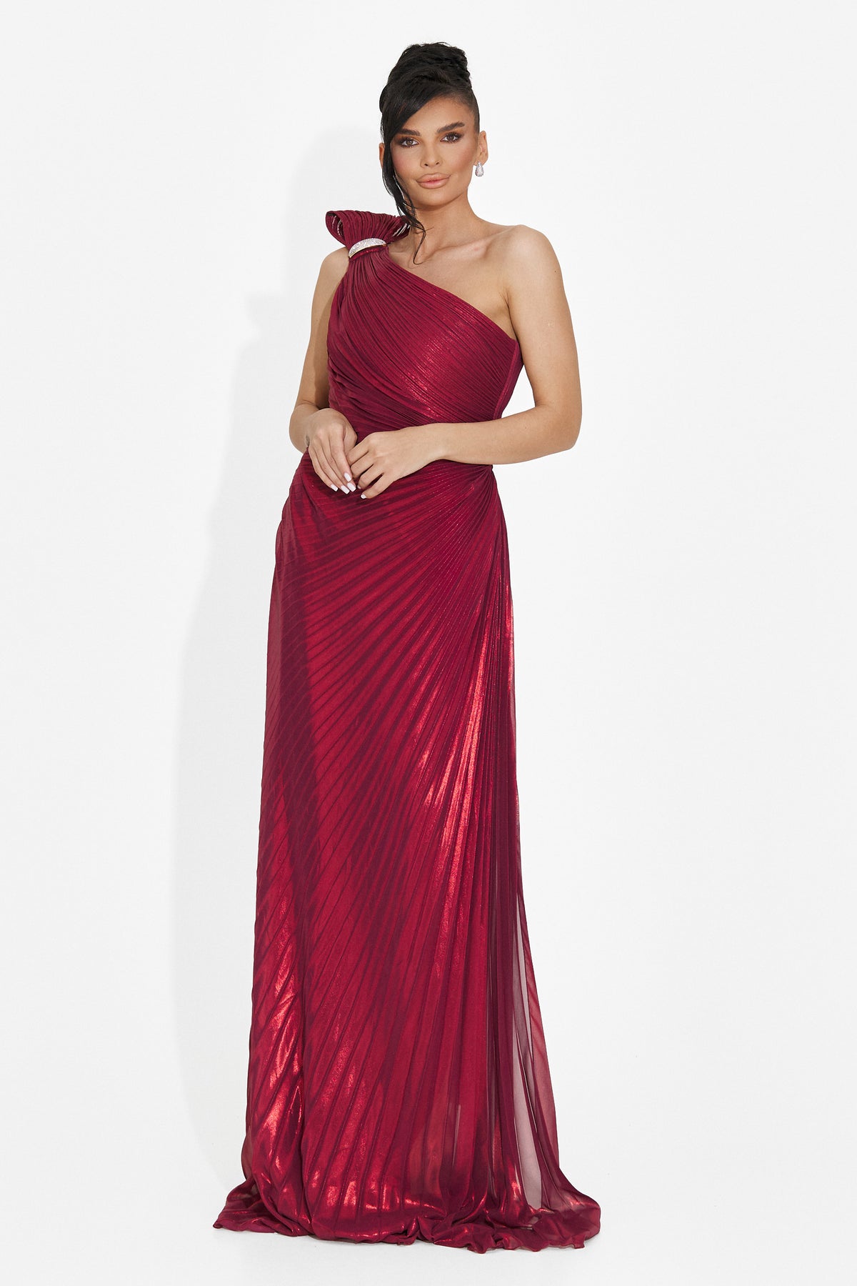 Rochie dama lunga burgundy Rabiela Bogas, imaginea 6 din 7