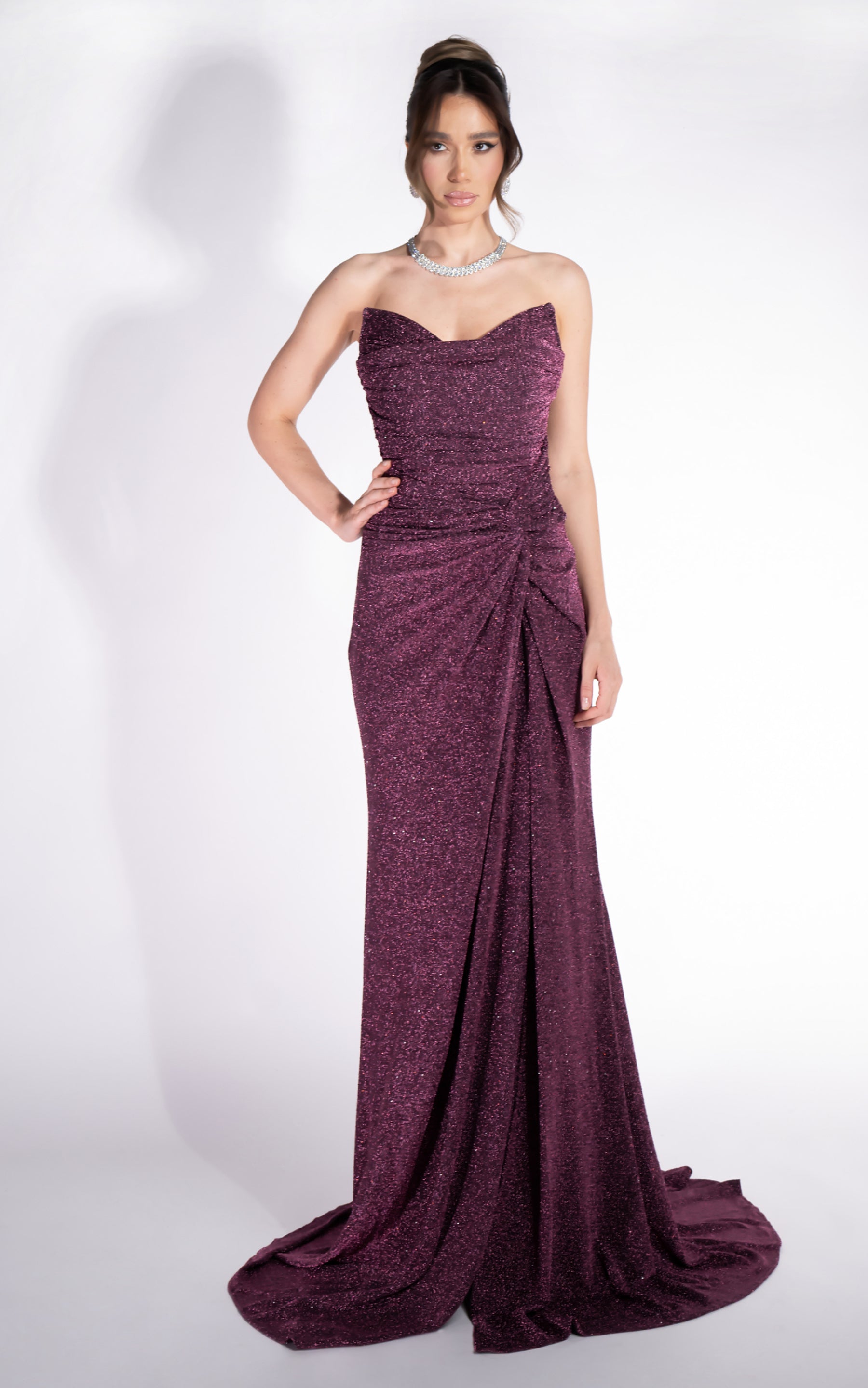 Rochie dama lunga burgundy Taylor Bogas