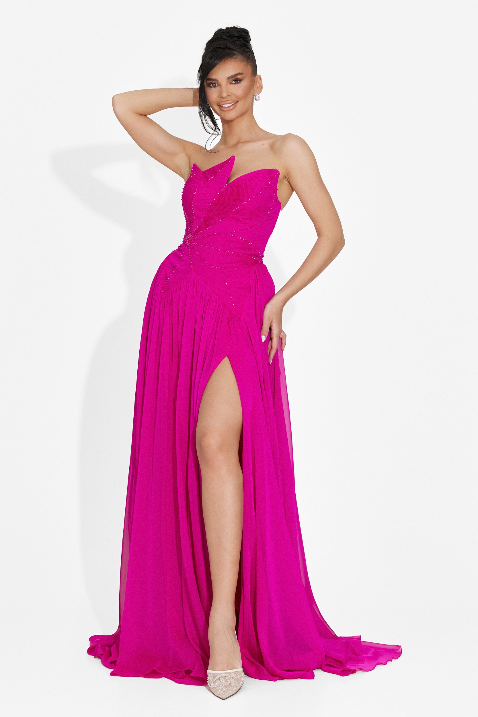 Rochie dama lunga fucsia Anaika Bogas
