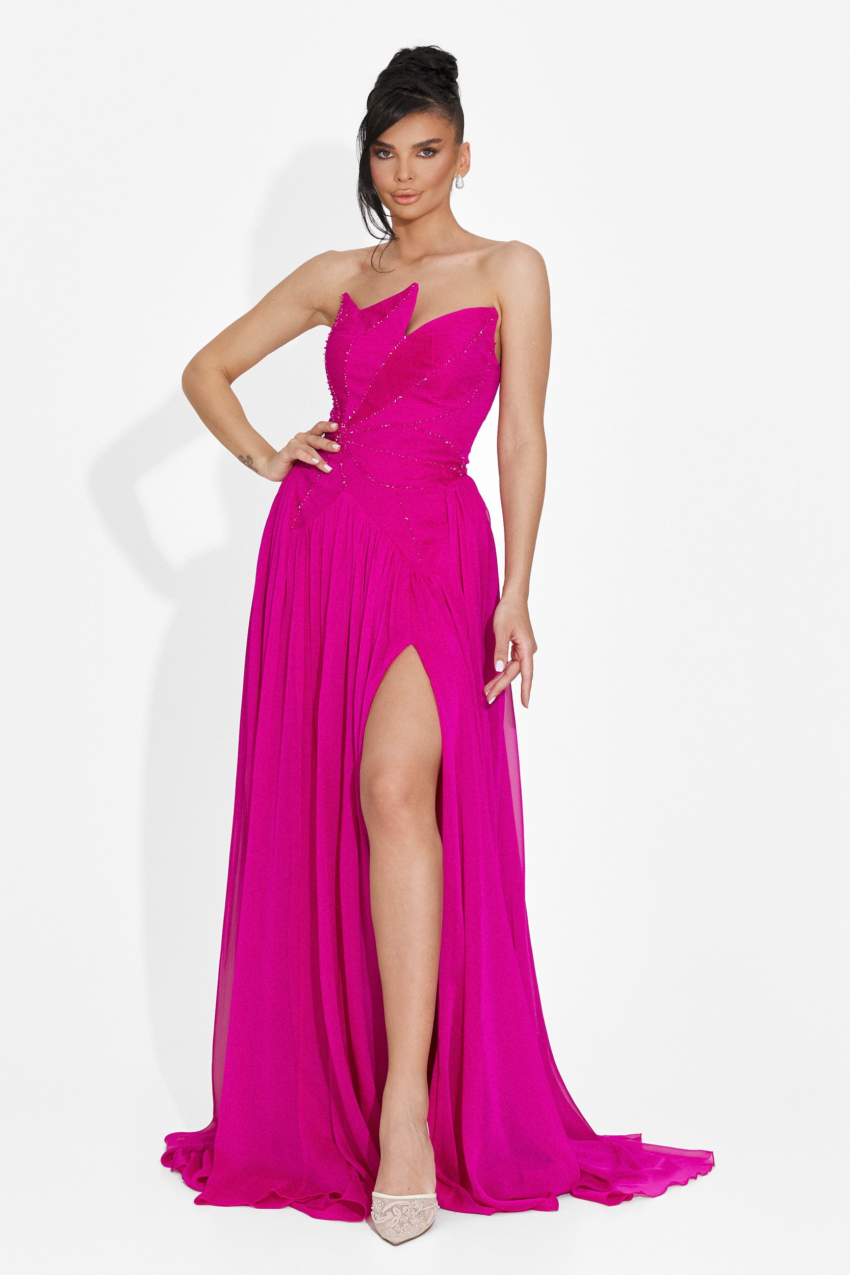 Rochie dama lunga fucsia Anaika Bogas