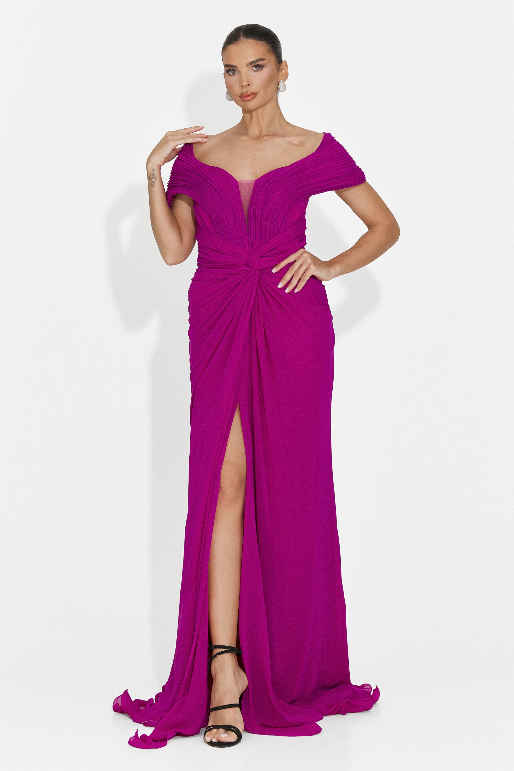 Rochie dama lunga fucsia Emilia Bogas