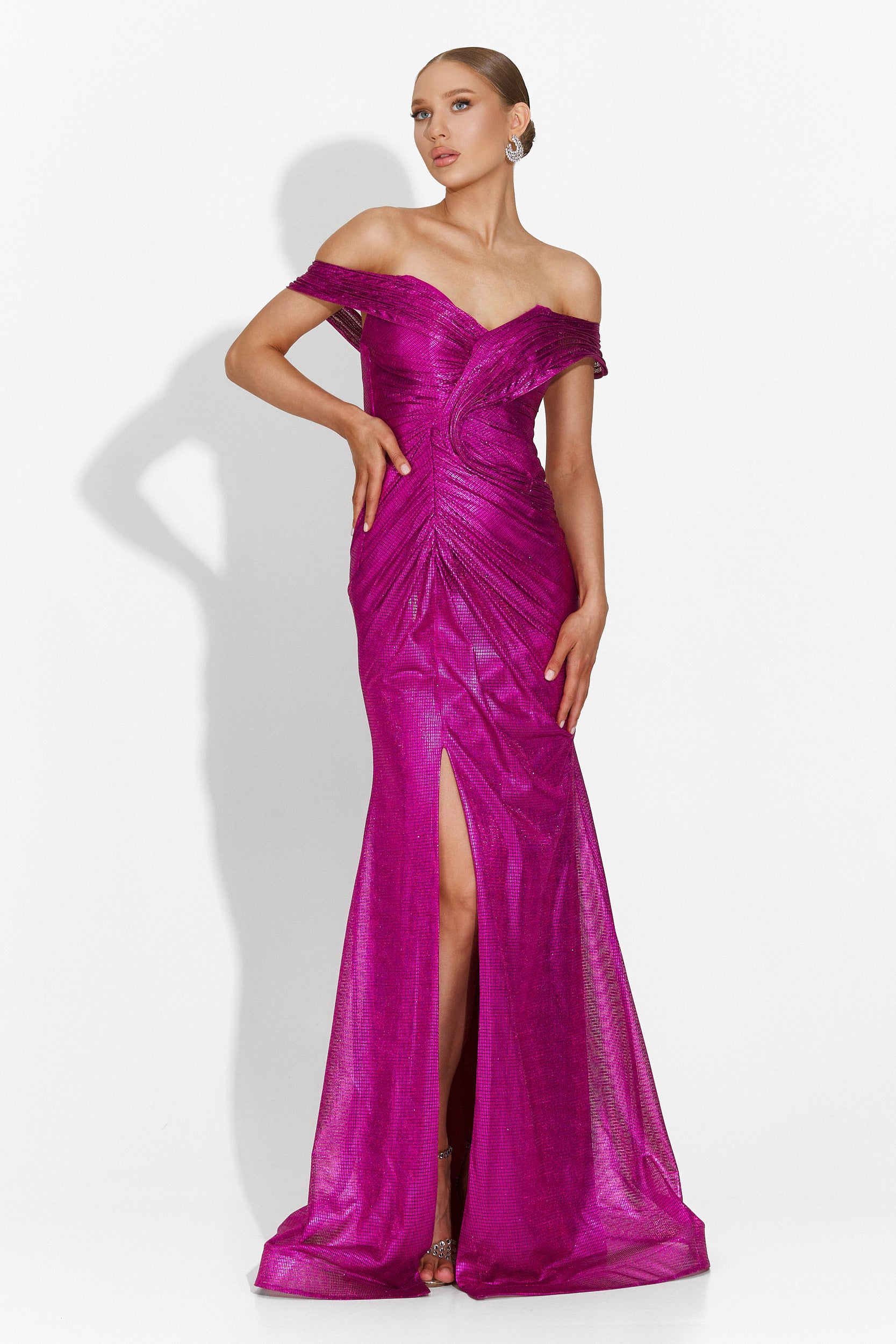 Long fuchsia dress for women Stephane Bogas