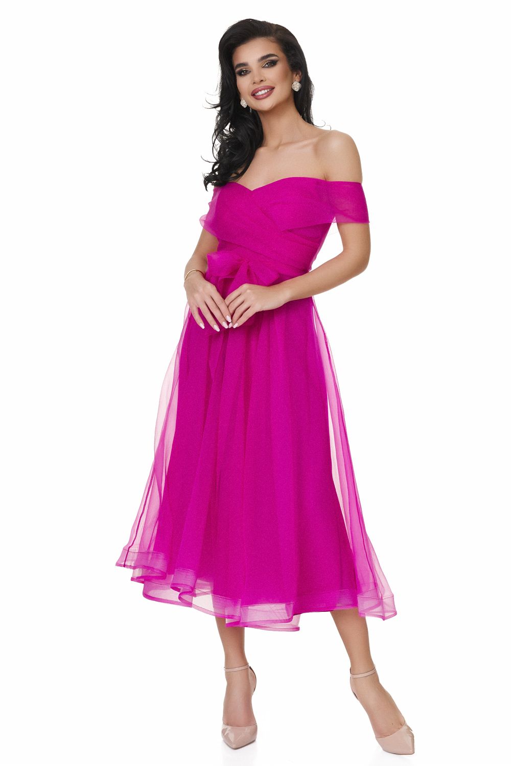 Long fuchsia dress for women Velusita Bogas