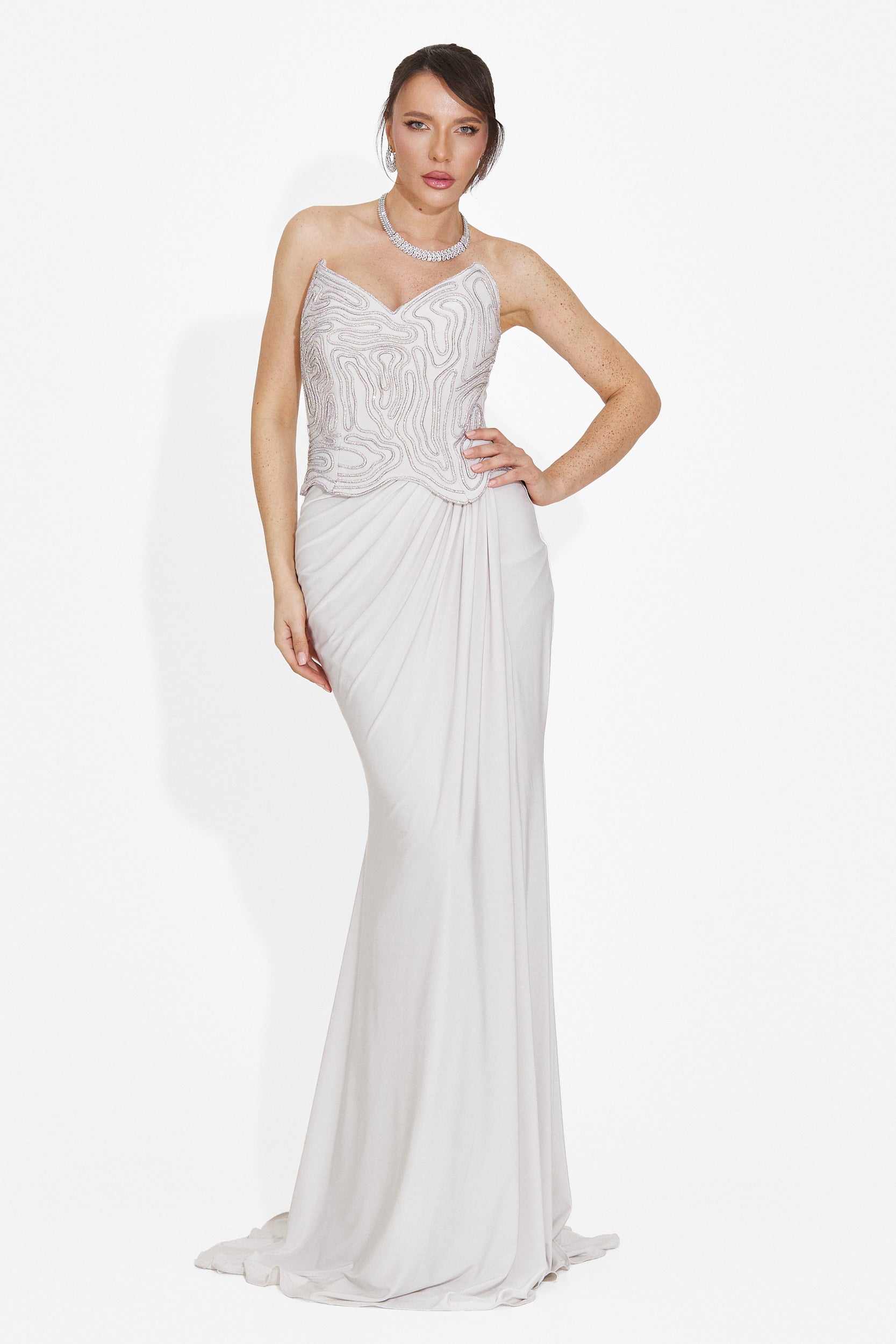 Rochie dama lunga gri Baty Bogas