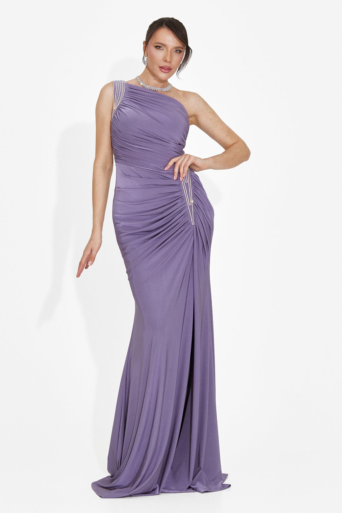 Rochie dama lunga lila Ferela Bogas, imaginea 2 din 8