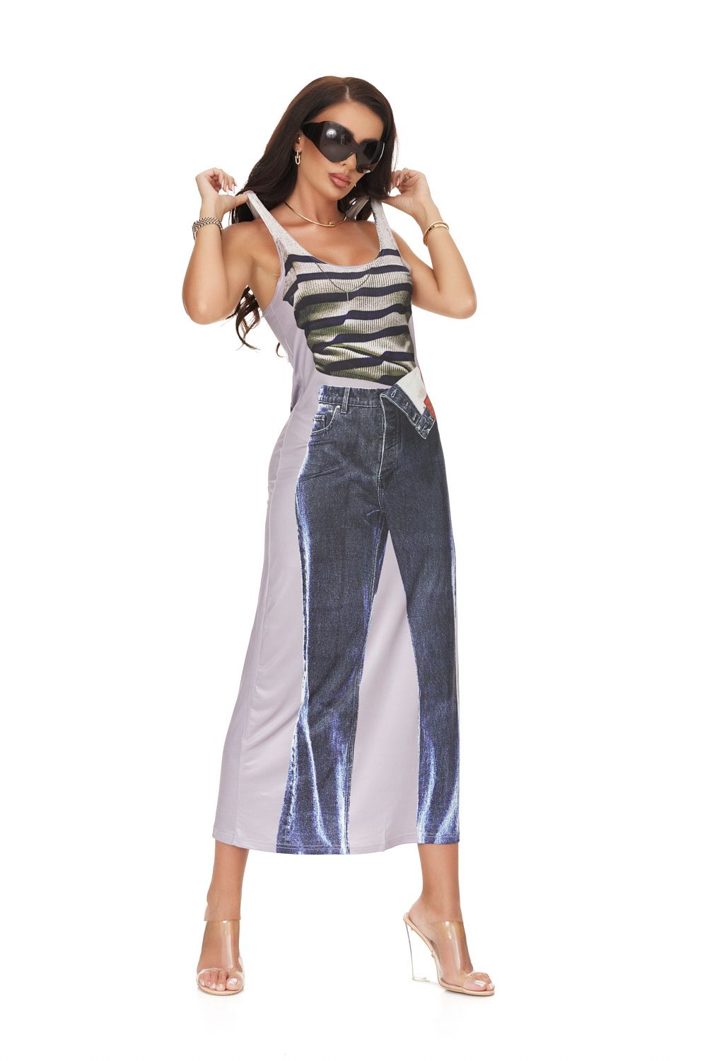 Ladies long lycra dress blue Timany Bogas