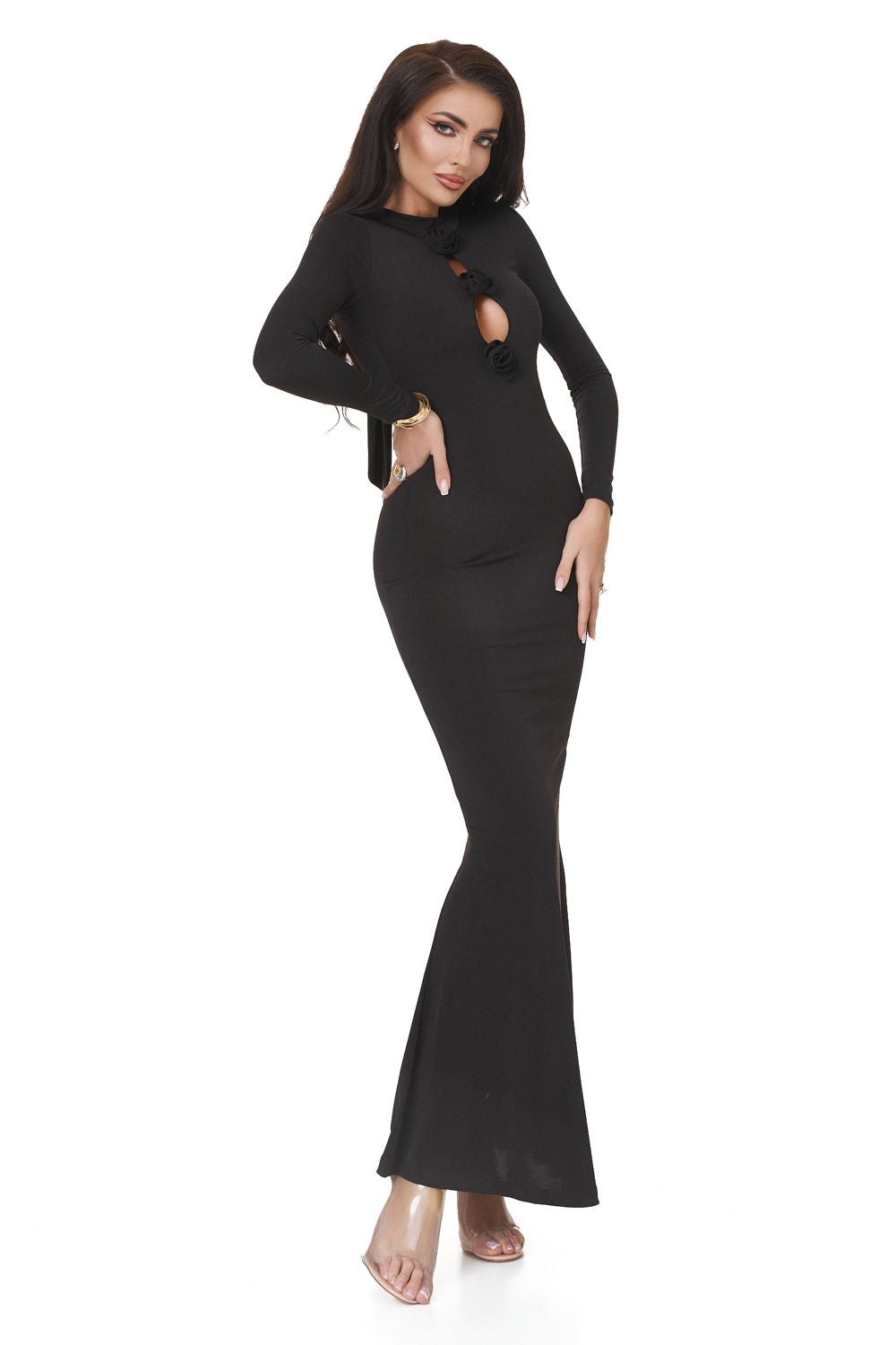 Rochie dama lunga lycra neagra Glenday Bogas