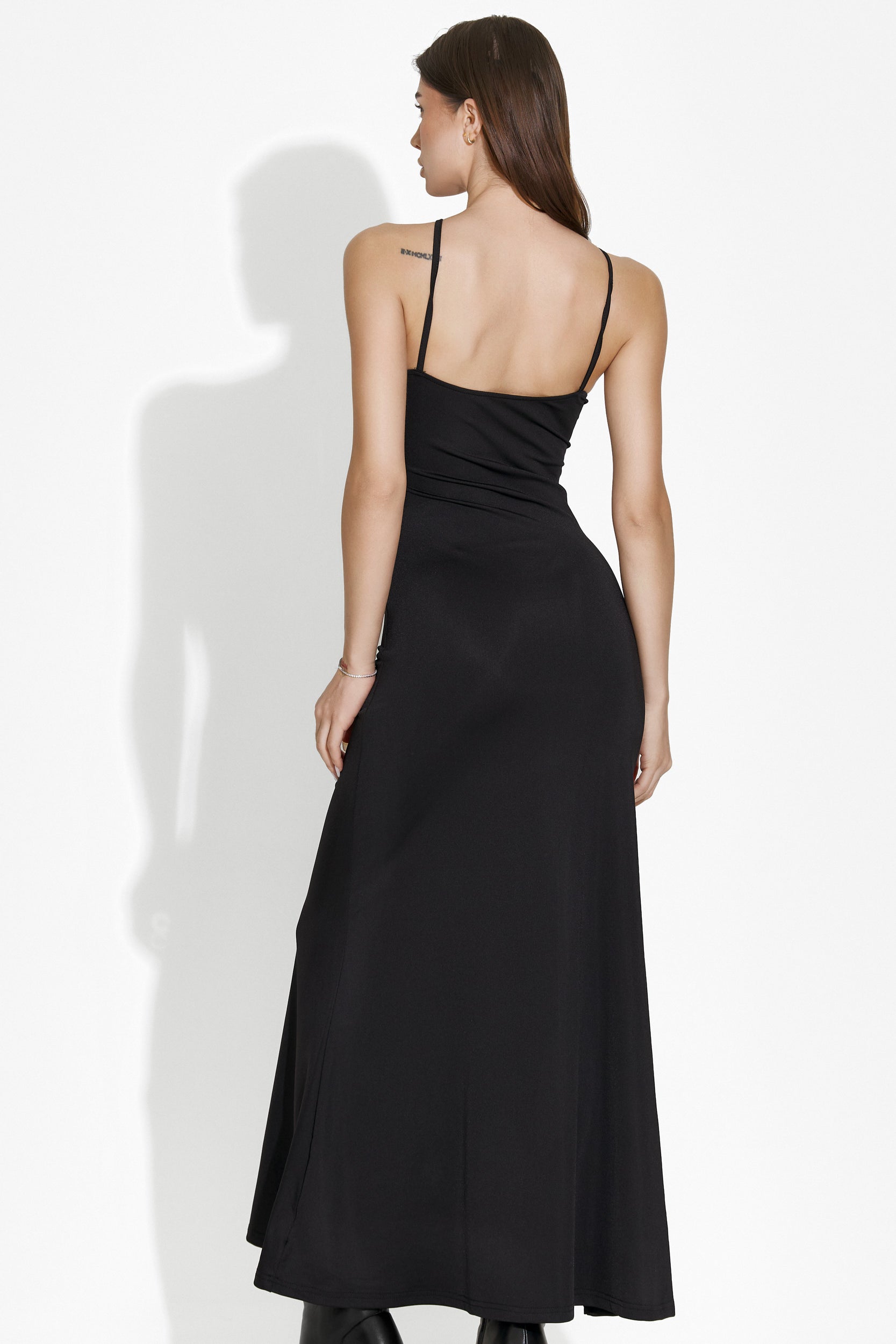 Rochie dama lunga lycra neagra Loekie Bogas