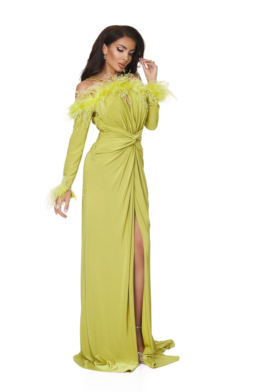 Rochie dama lunga lycra verde lime Deanne Bogas