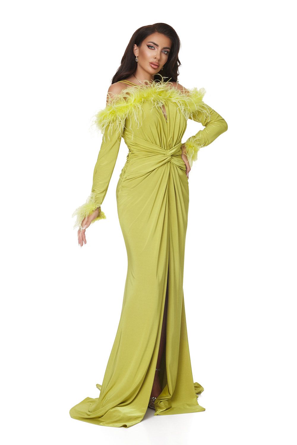 Rochie dama lunga lycra verde lime Deanne Bogas