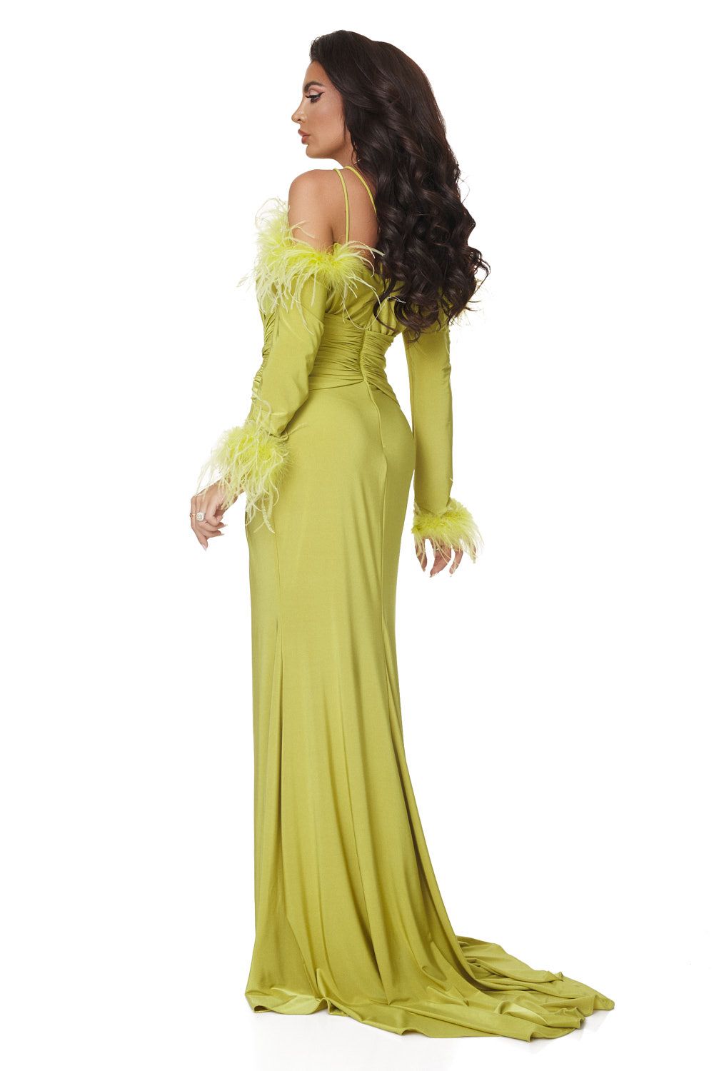 Rochie dama lunga lycra verde lime Deanne Bogas