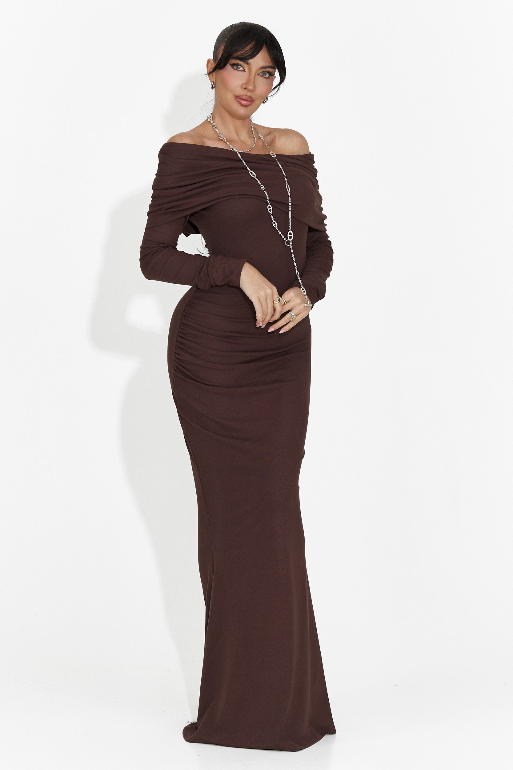 Rochie dama lunga maro Briania Bogas