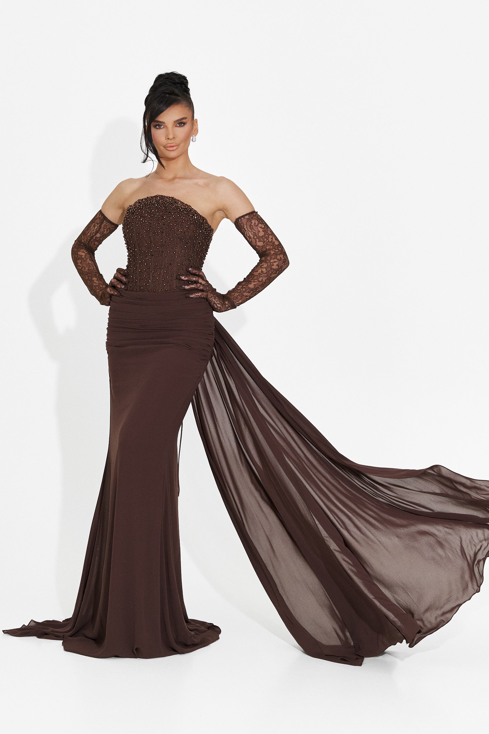 Rochie dama lunga maro Camya Bogas