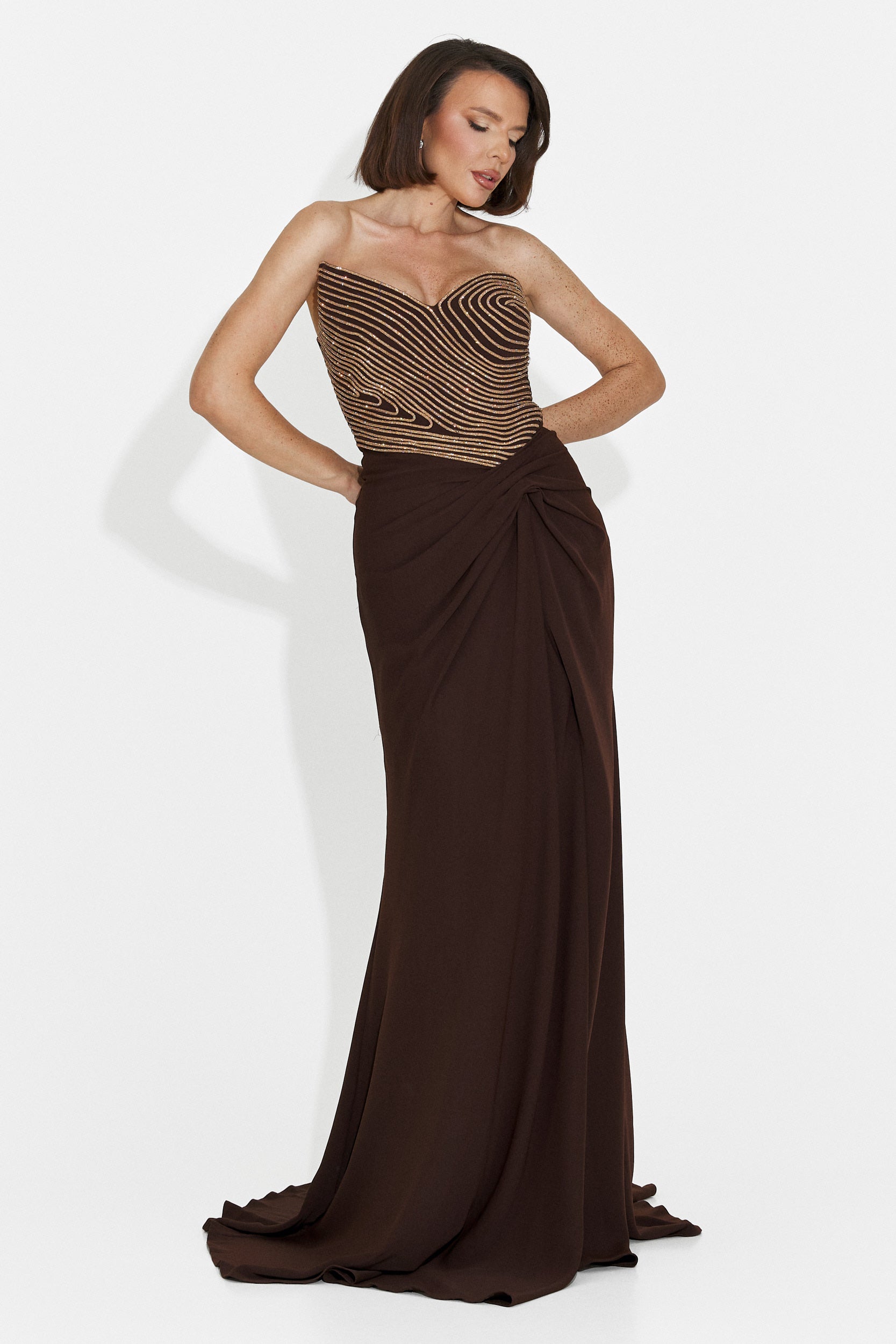 Rochie dama lunga maro Jonay Bogas