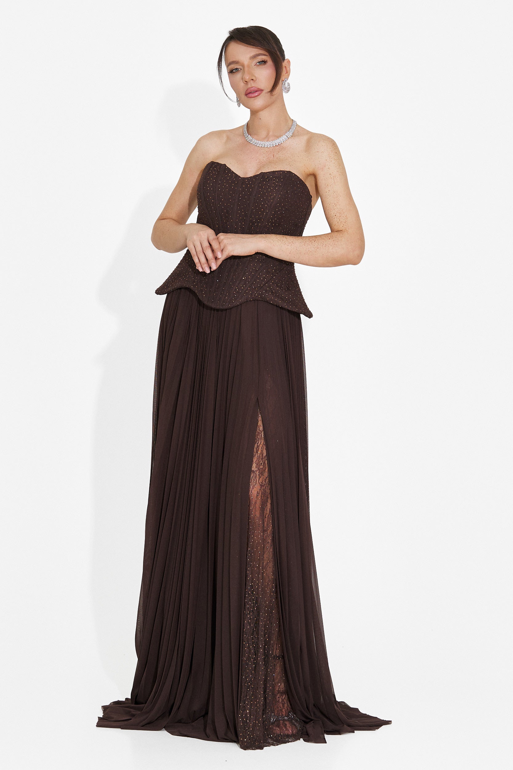 Rochie dama lunga maro Mivea Bogas