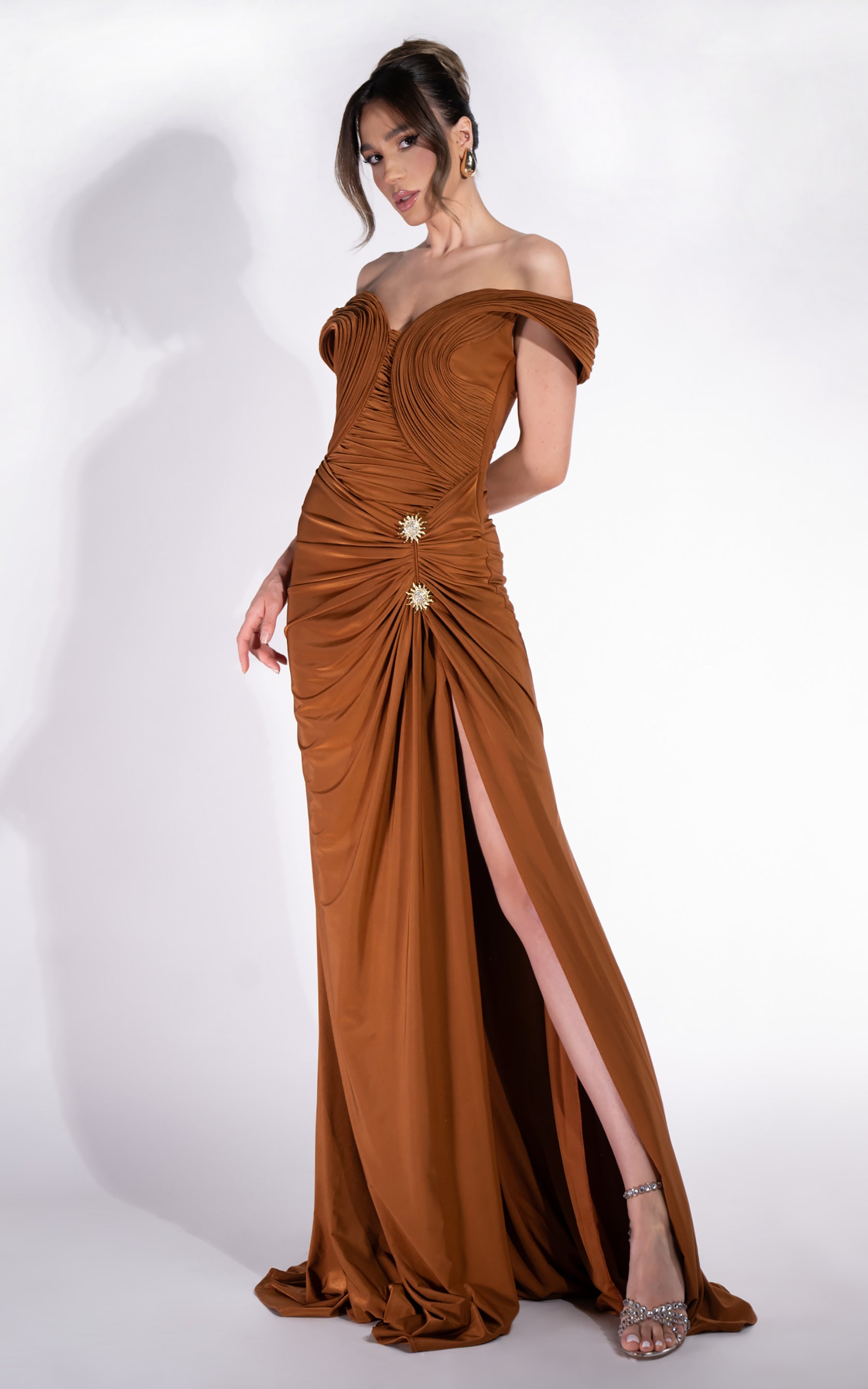 Rochie dama lunga maro Radiancia Bogas