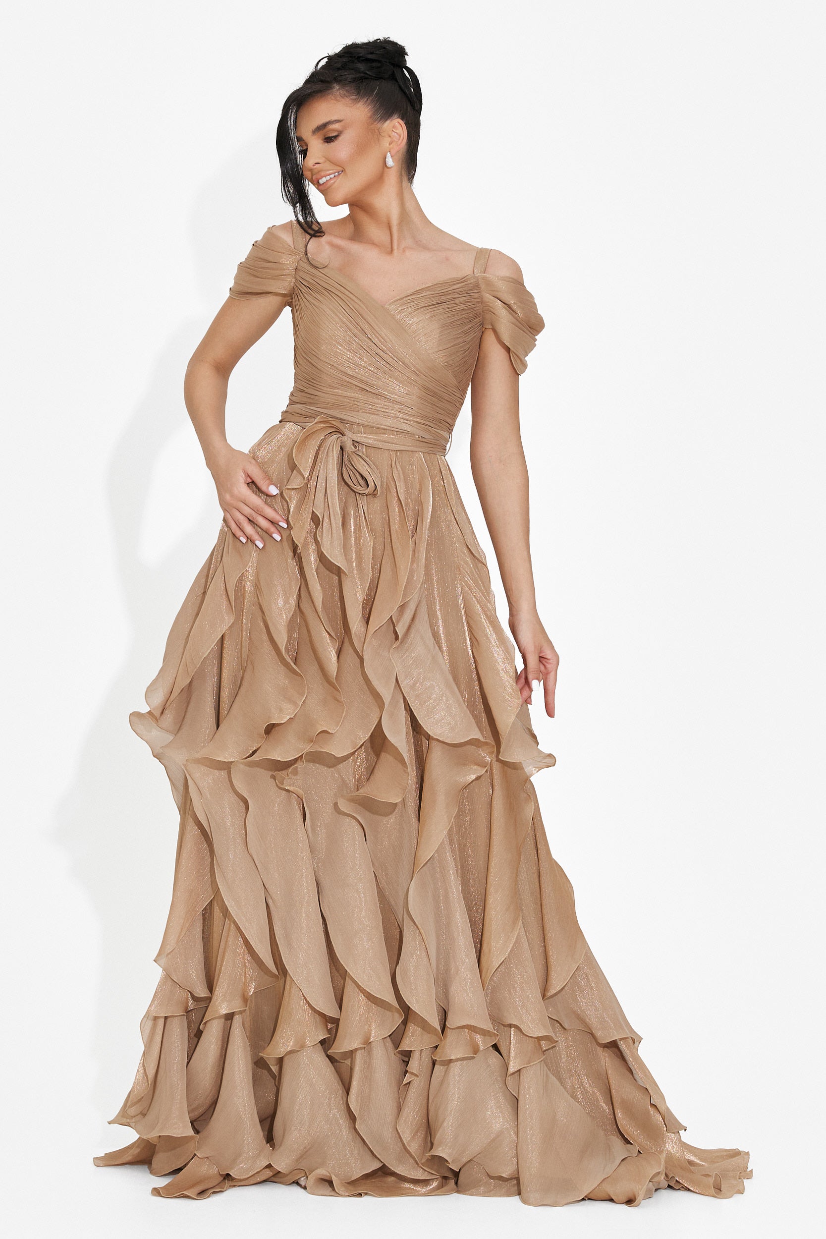 Rochie dama lunga maro Sandrina Bogas