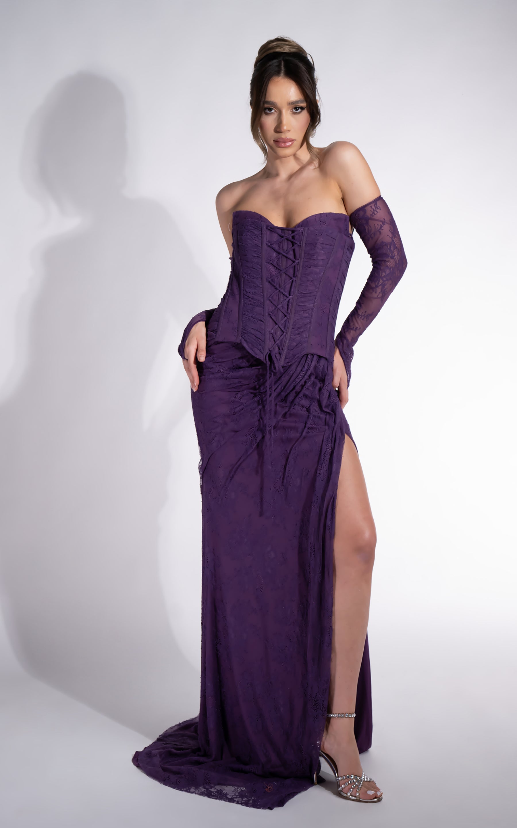 Rochie dama lunga mov Frezya Bogas