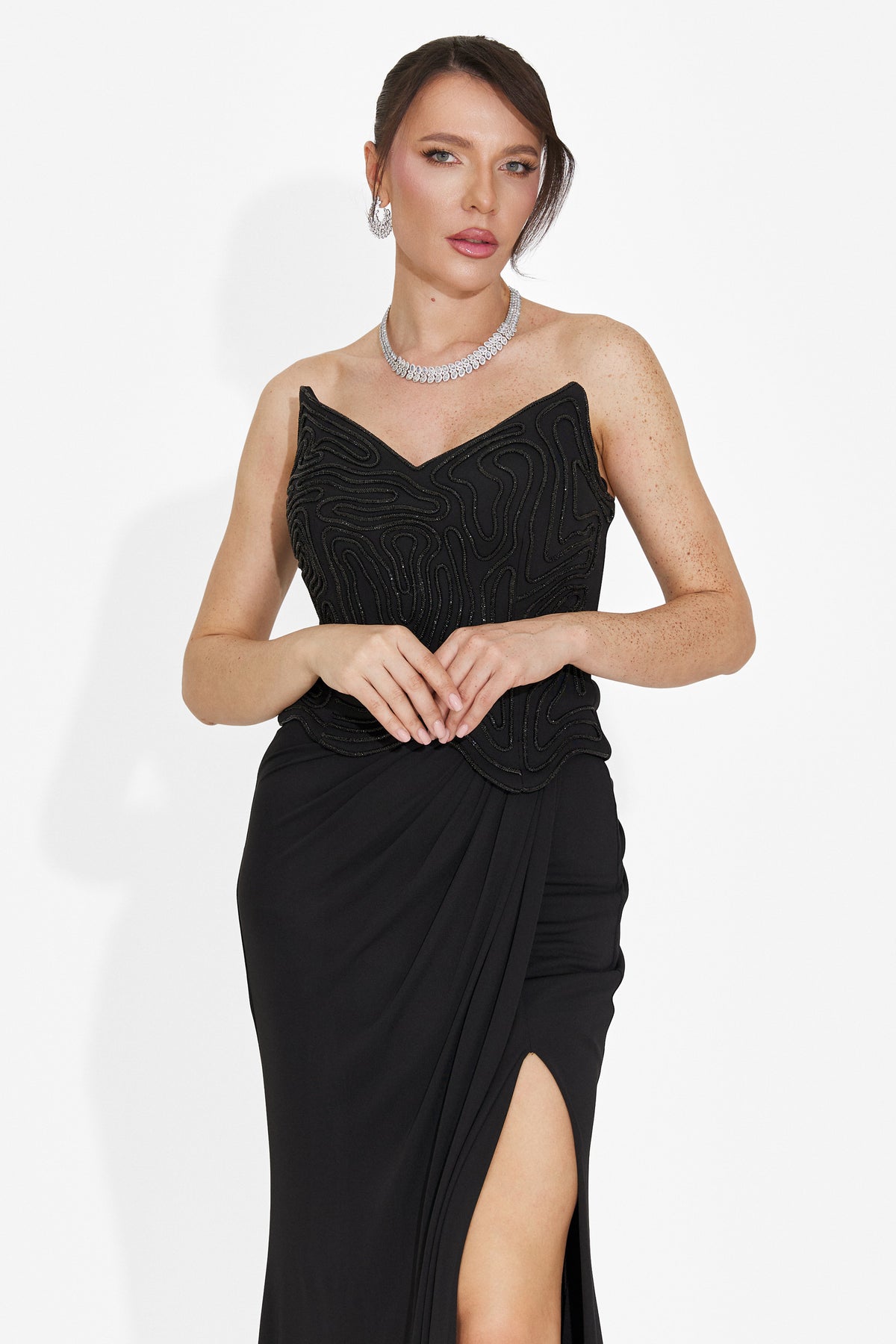 Rochie dama lunga neagra Baty Bogas, imaginea 4 din 6