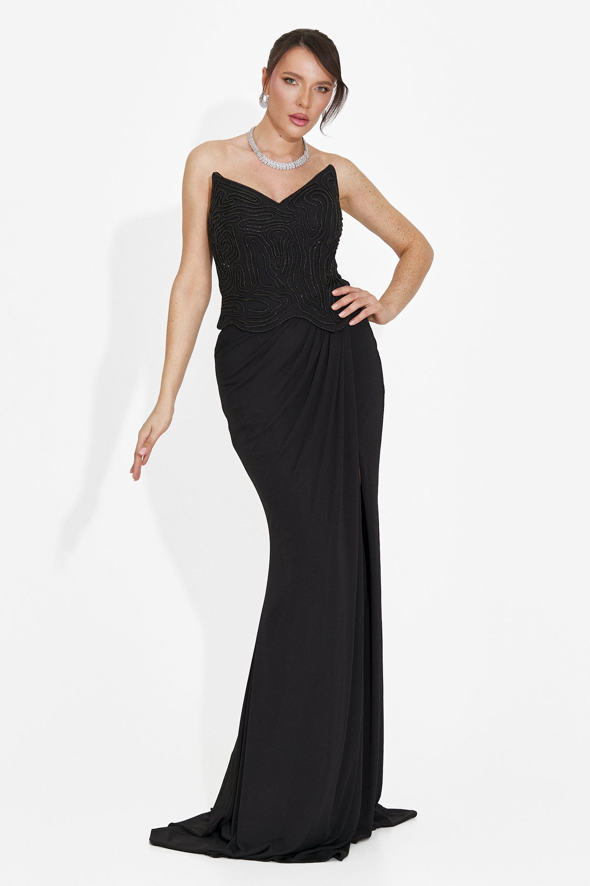 Rochie dama lunga neagra Baty Bogas, imaginea 2 din 6