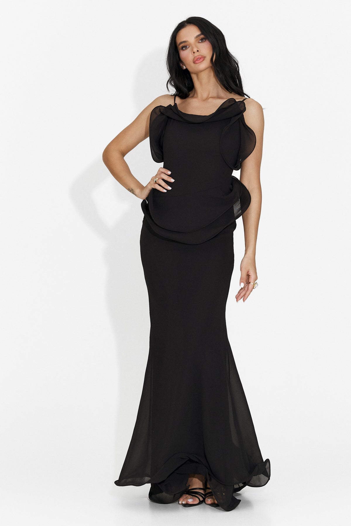 Rochie dama lunga neagra Flary Bogas, imaginea 3 din 7