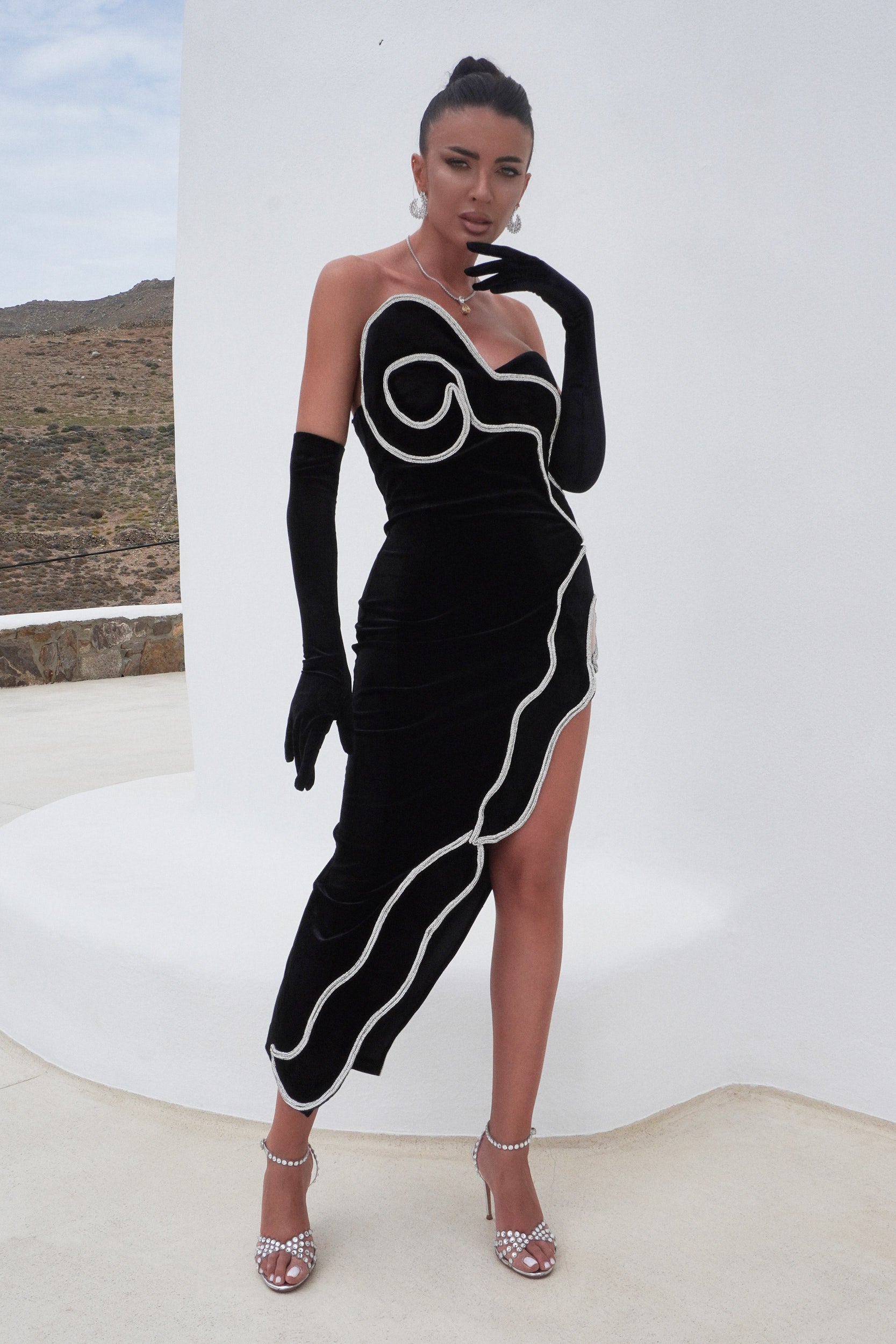Rochie dama lunga neagra Linete Bogas