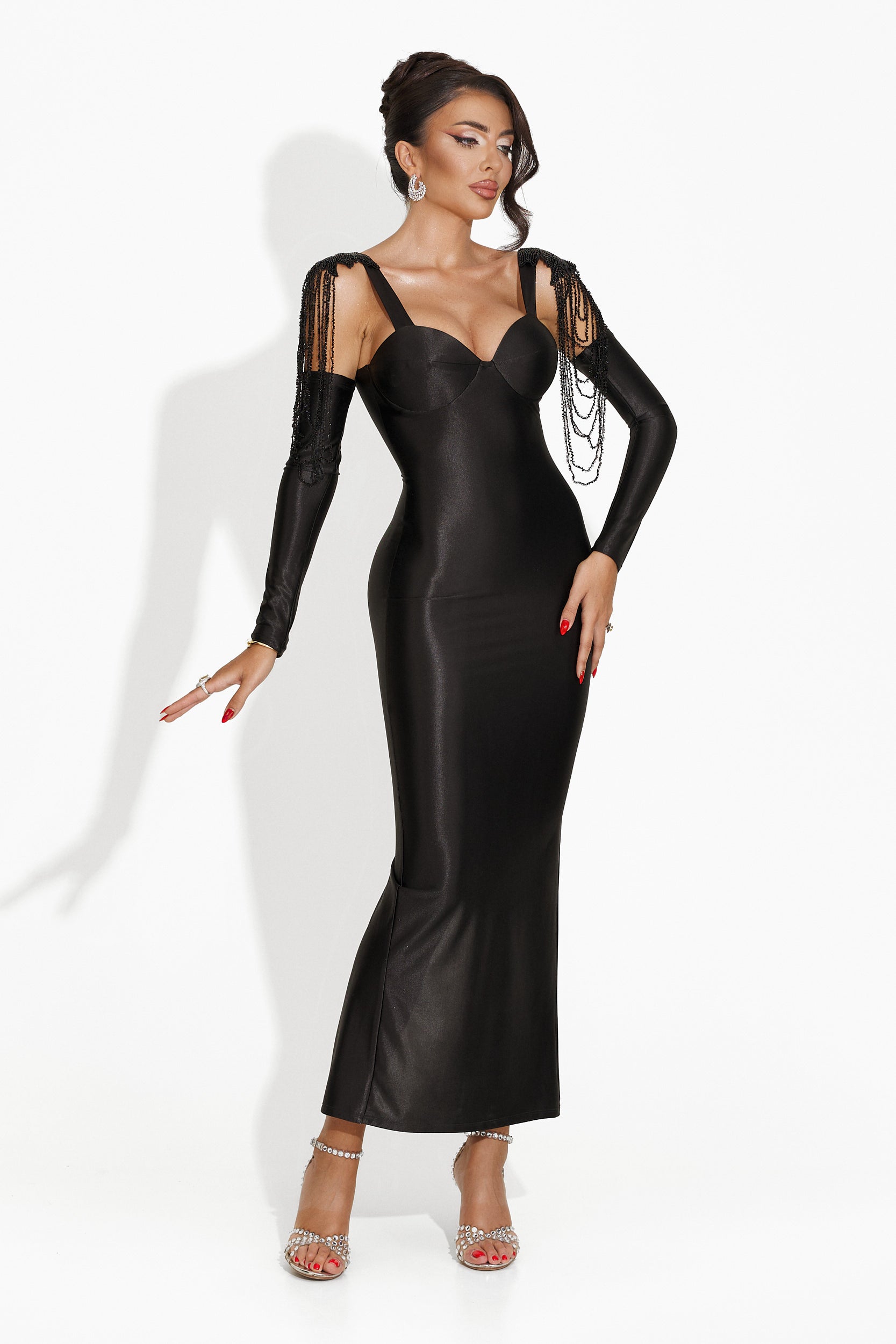 Rochie dama lunga neagra Nomeria Bogas