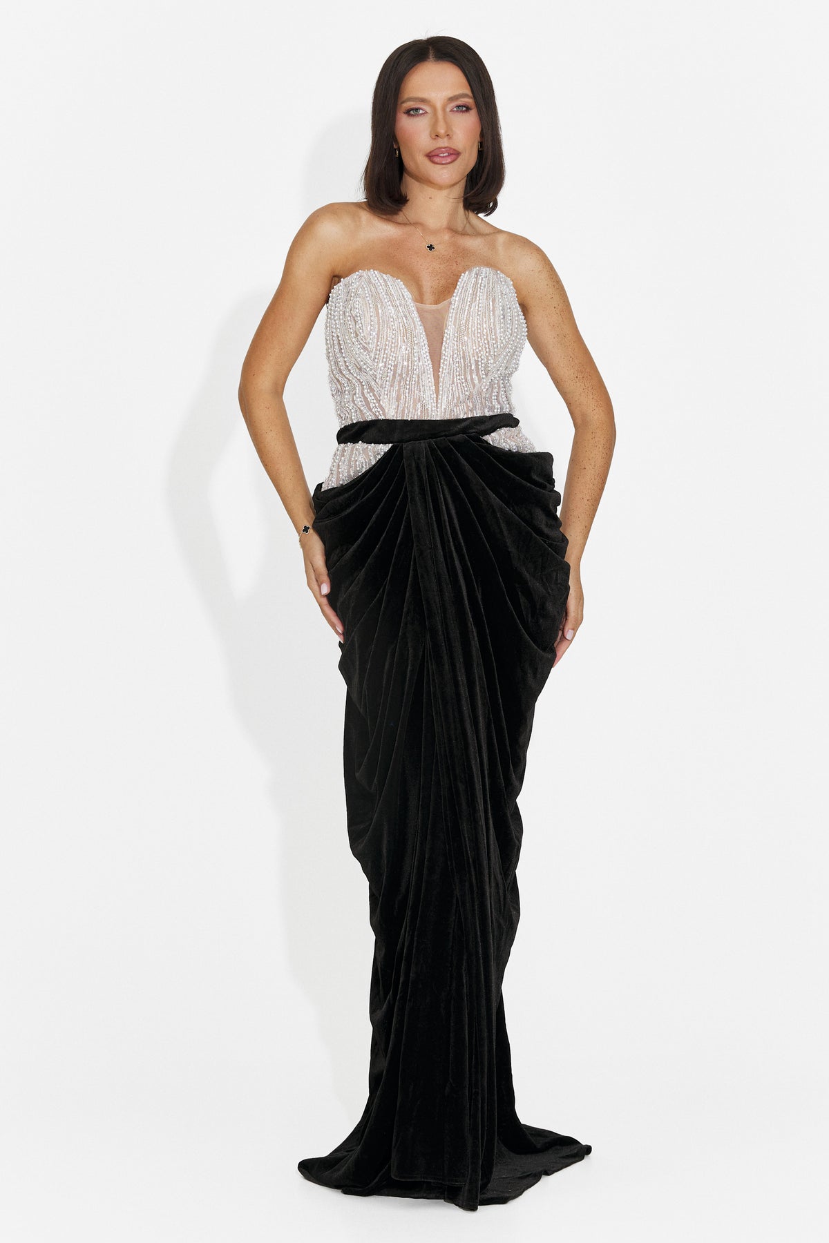 Rochie dama lunga neagra Poynta Bogas, imaginea 3 din 5