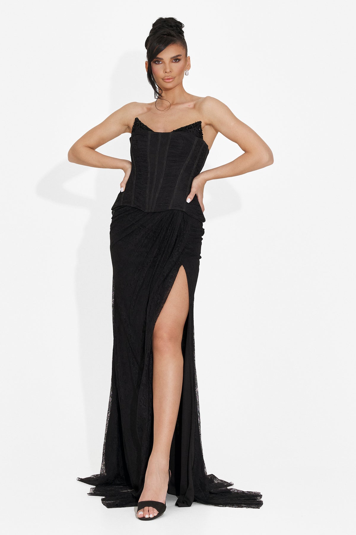 Rochie dama lunga neagra Tryna Bogas, imaginea 5 din 7