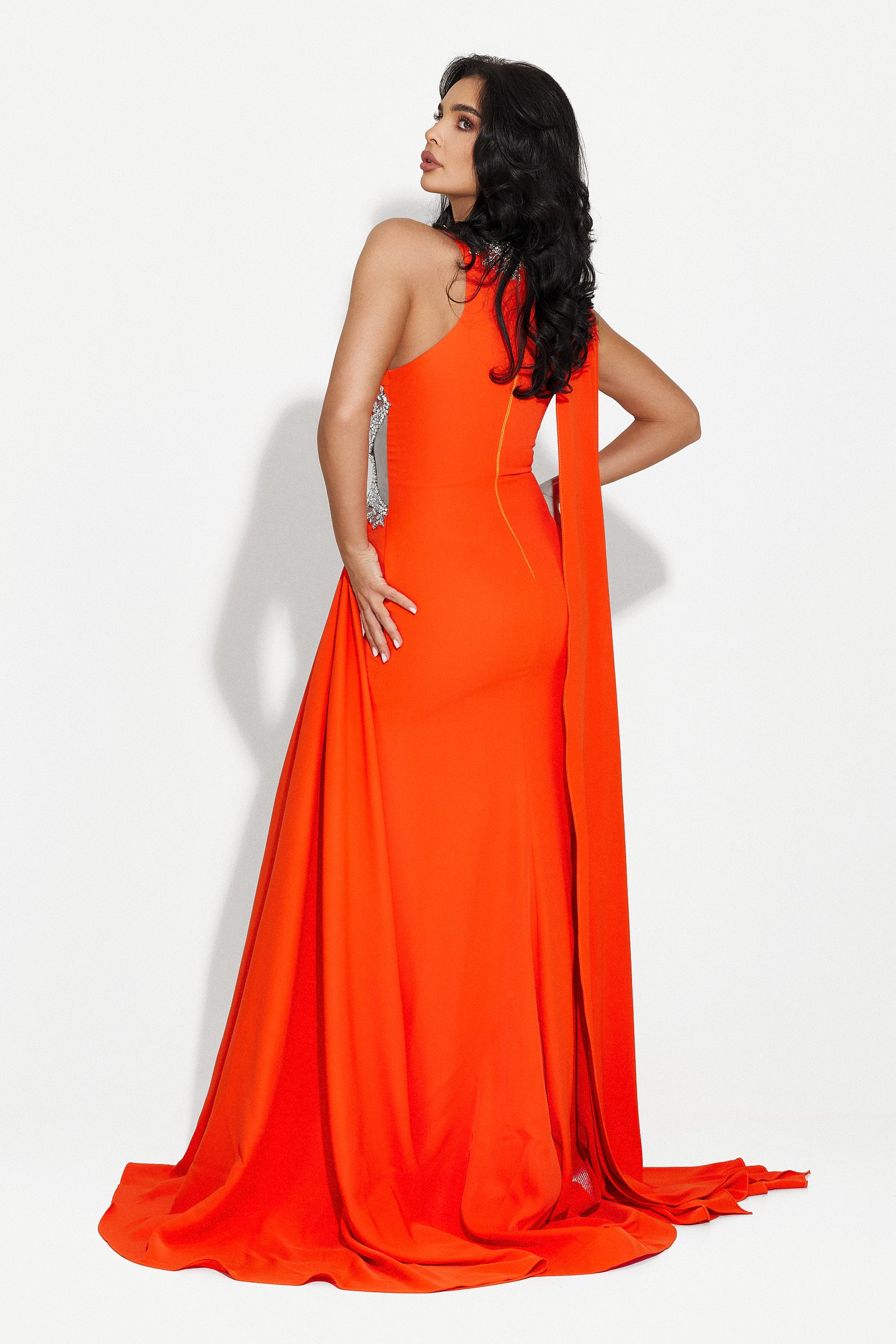 Alexea Bogas long orange women's dress