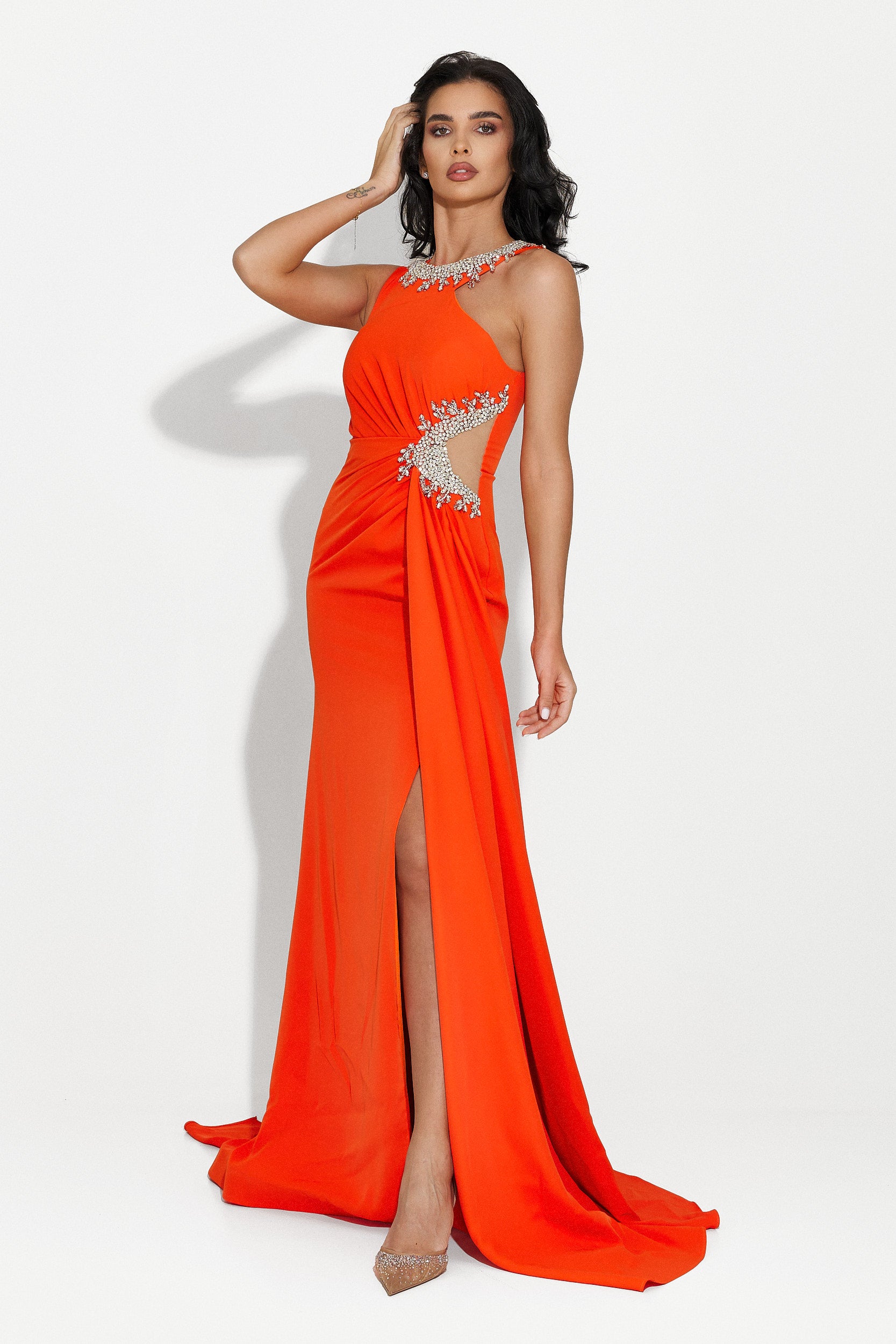 Alexea Bogas long orange women's dress