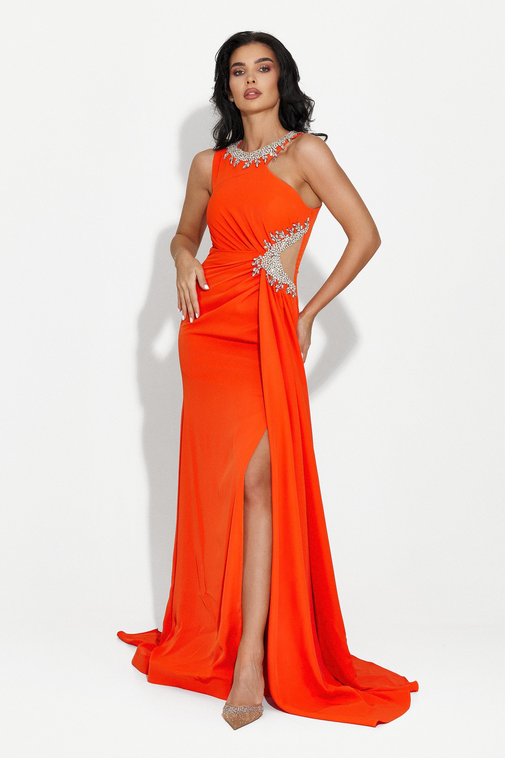 Alexea Bogas long orange women's dress