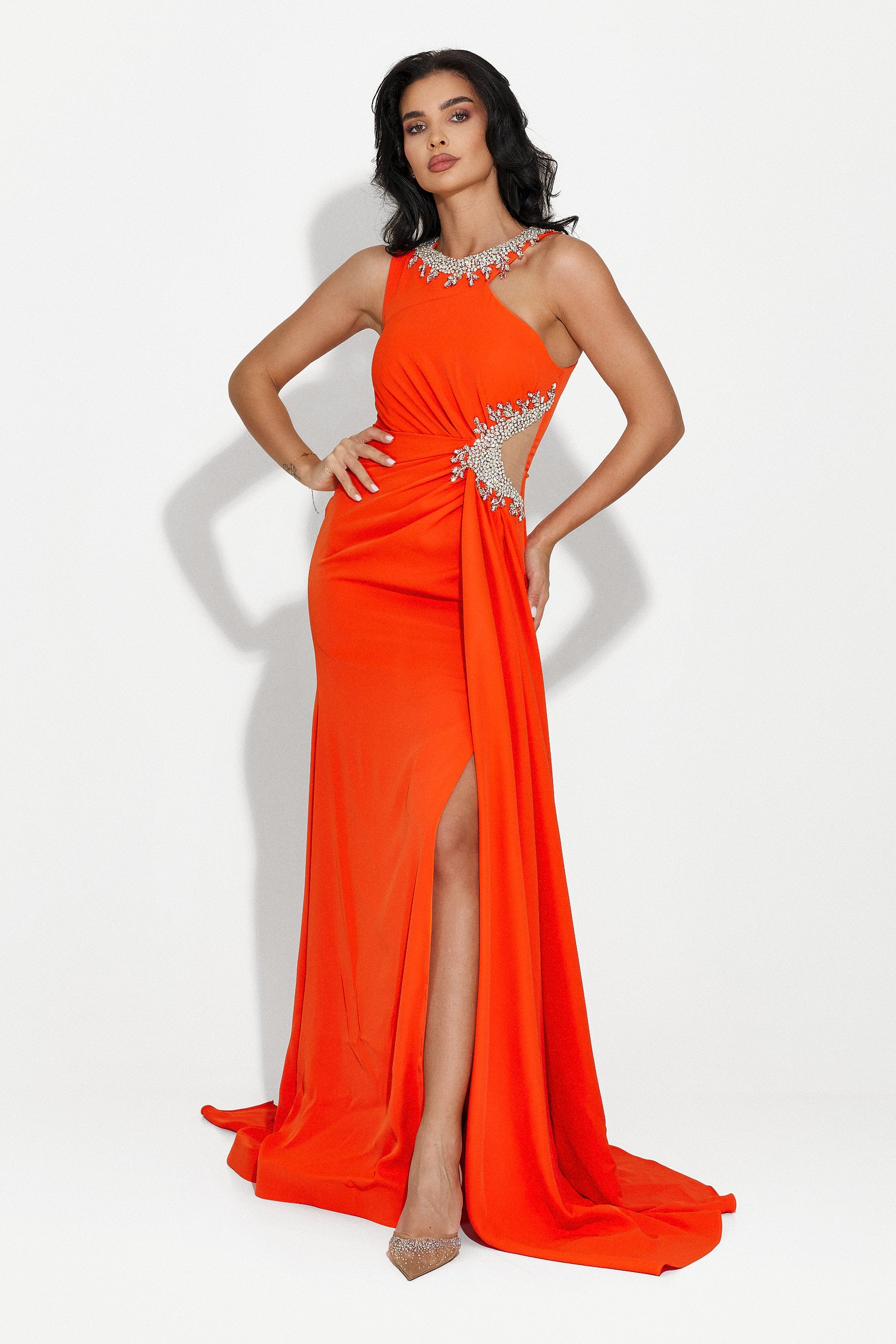 Alexea Bogas long orange women's dress
