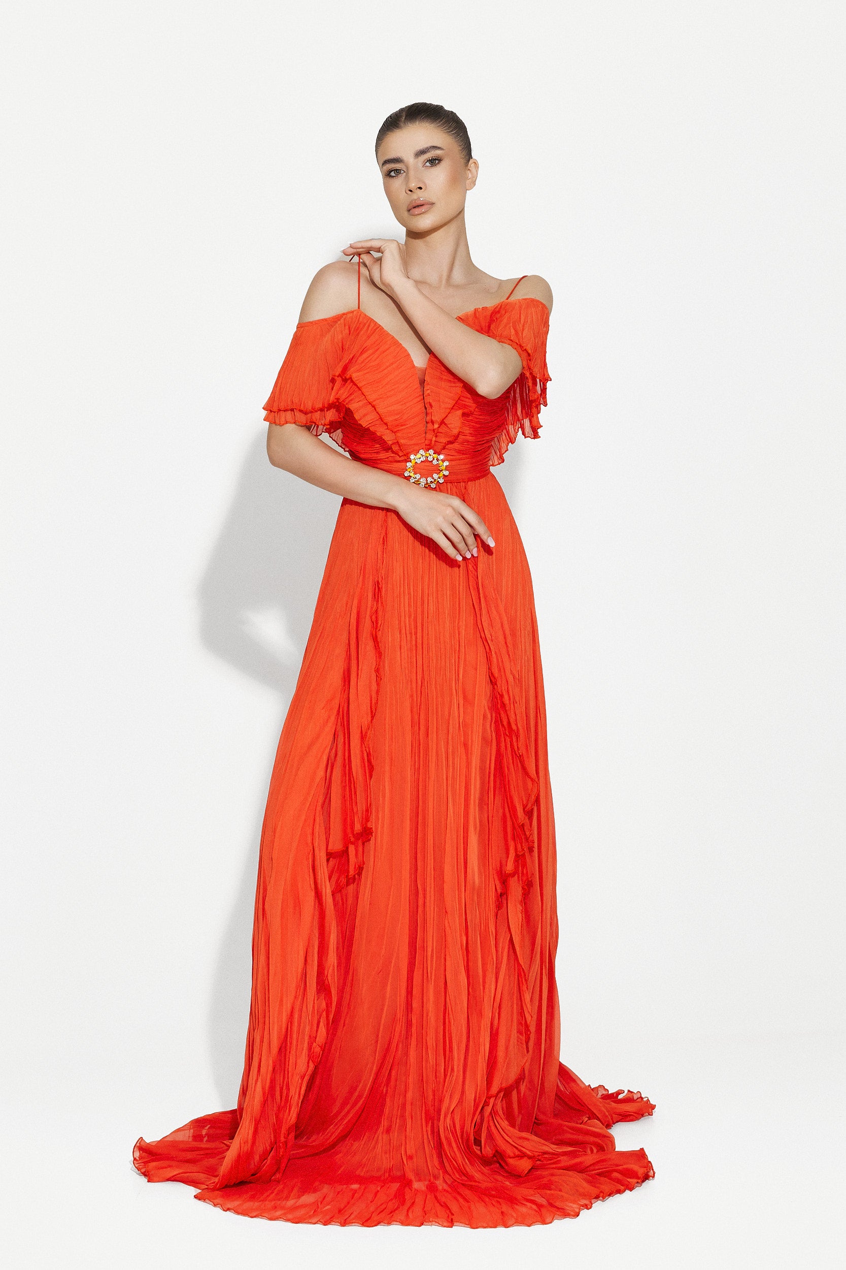 Alita Bogas long orange women's dress