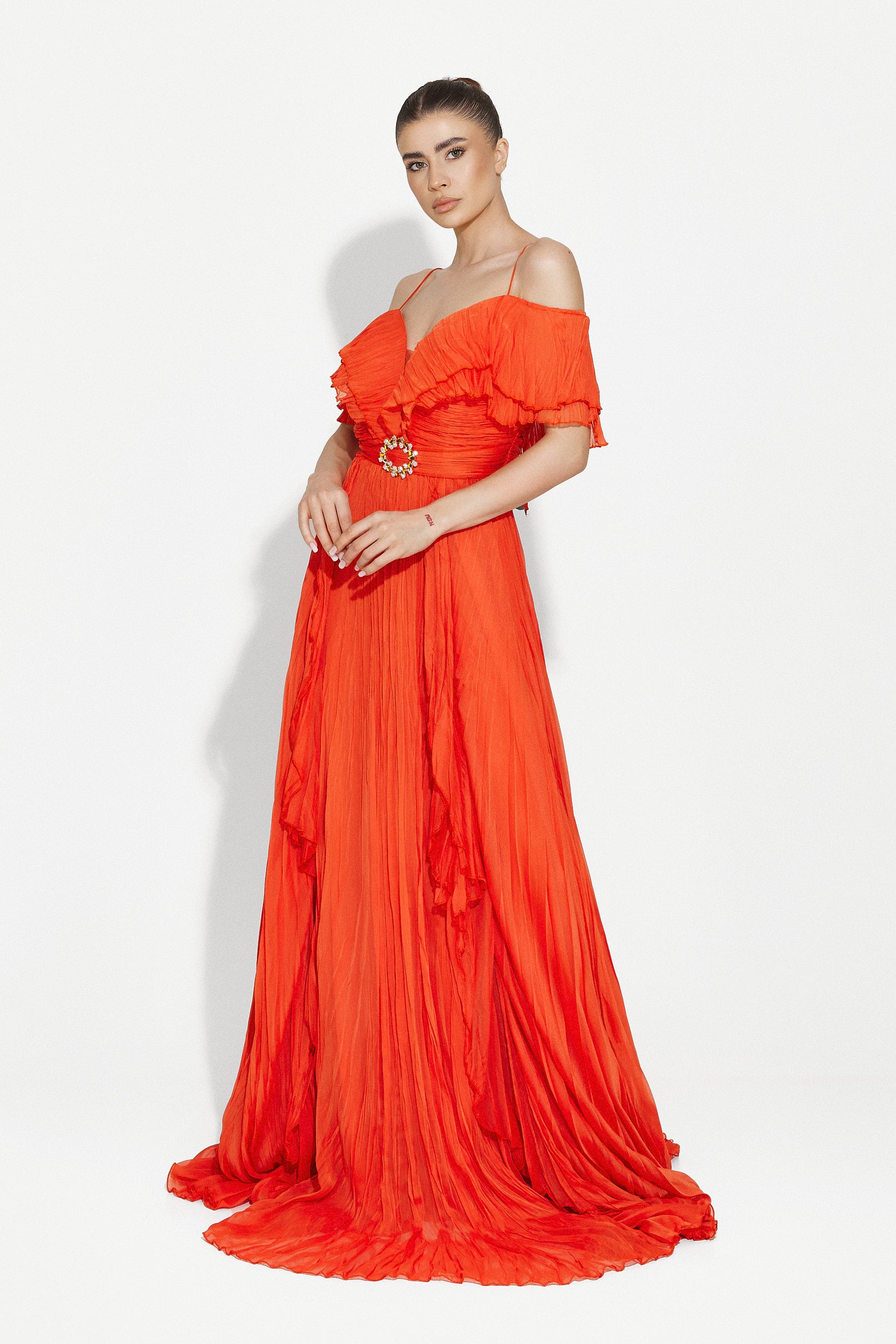 Alita Bogas long orange women's dress
