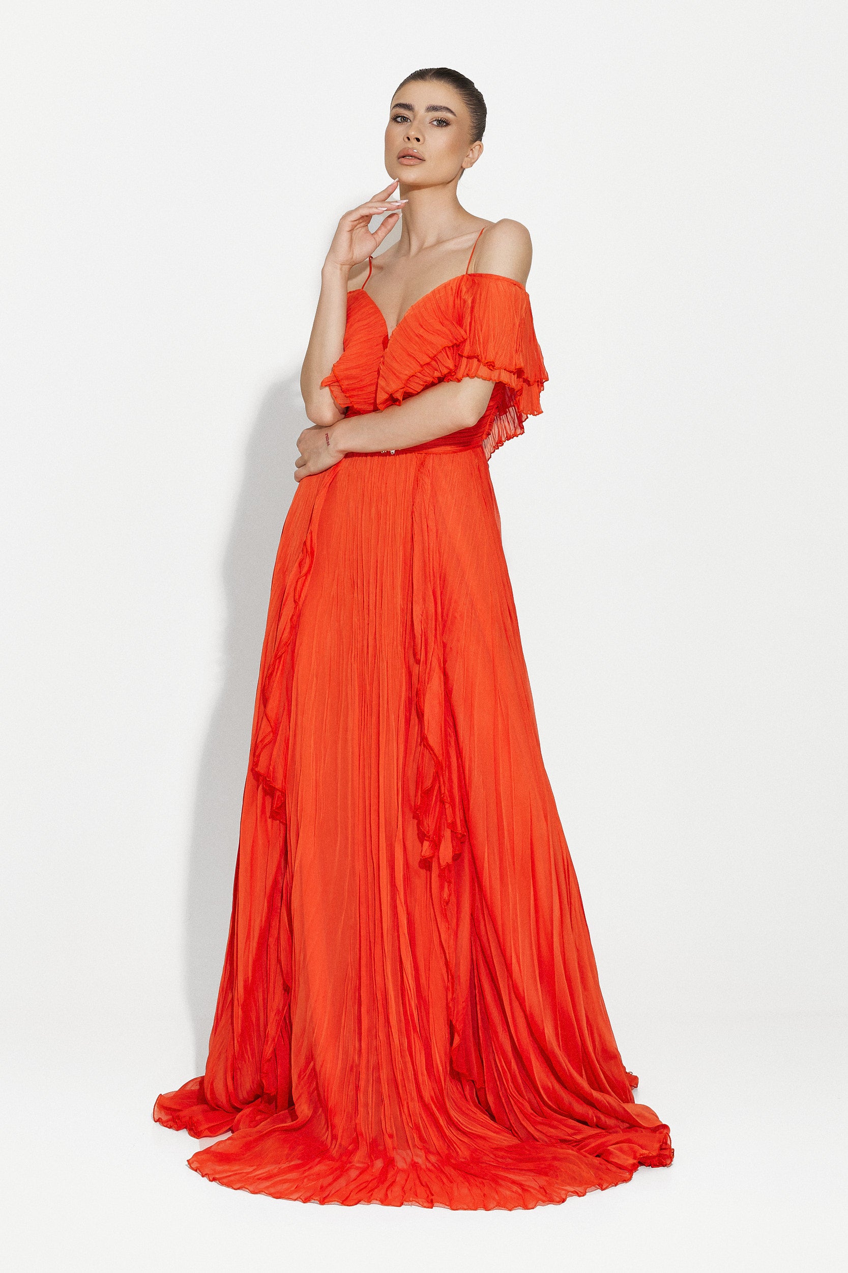 Alita Bogas long orange women's dress