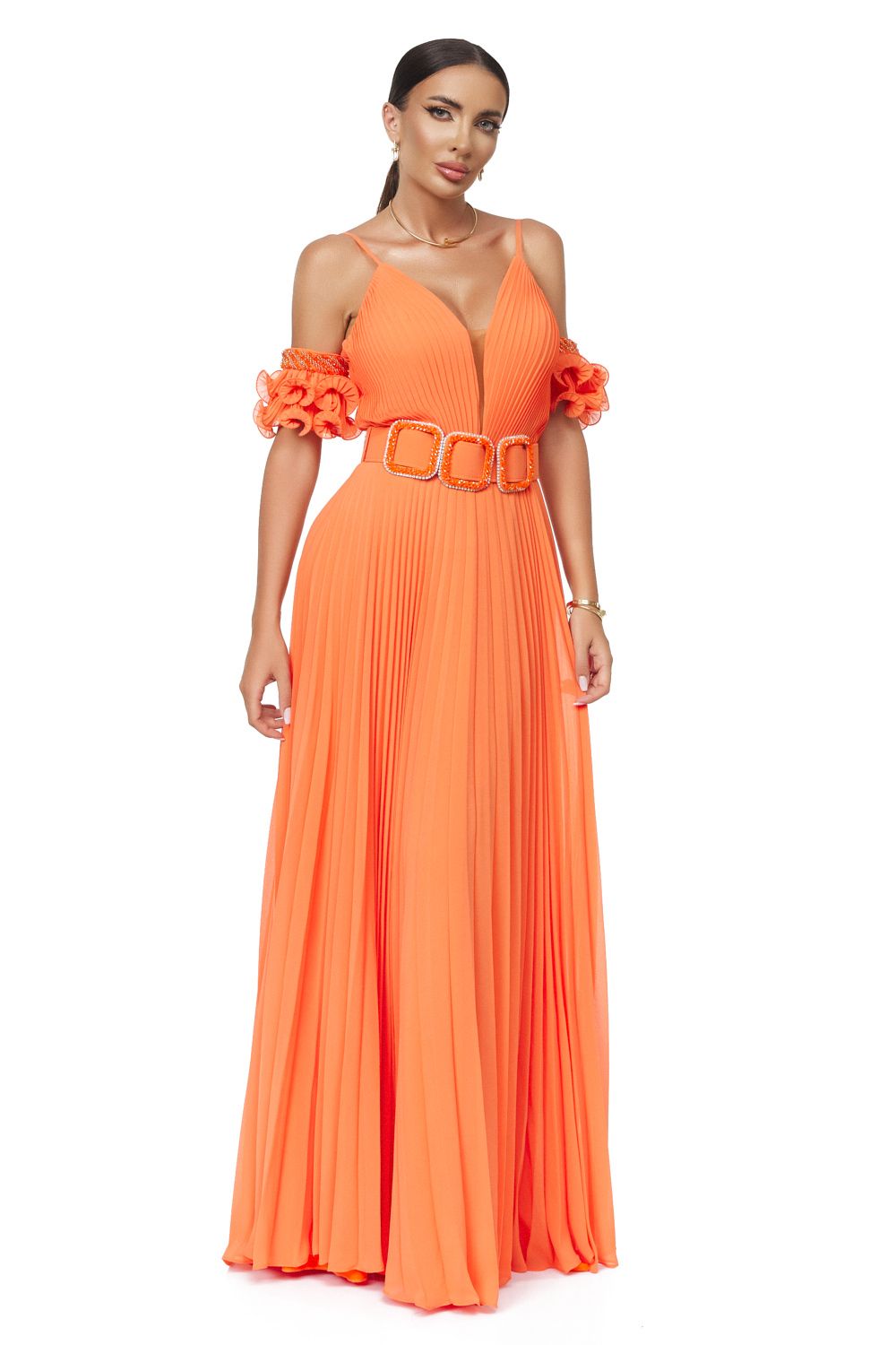 Rochie dama lunga portocalie Eremy Bogas