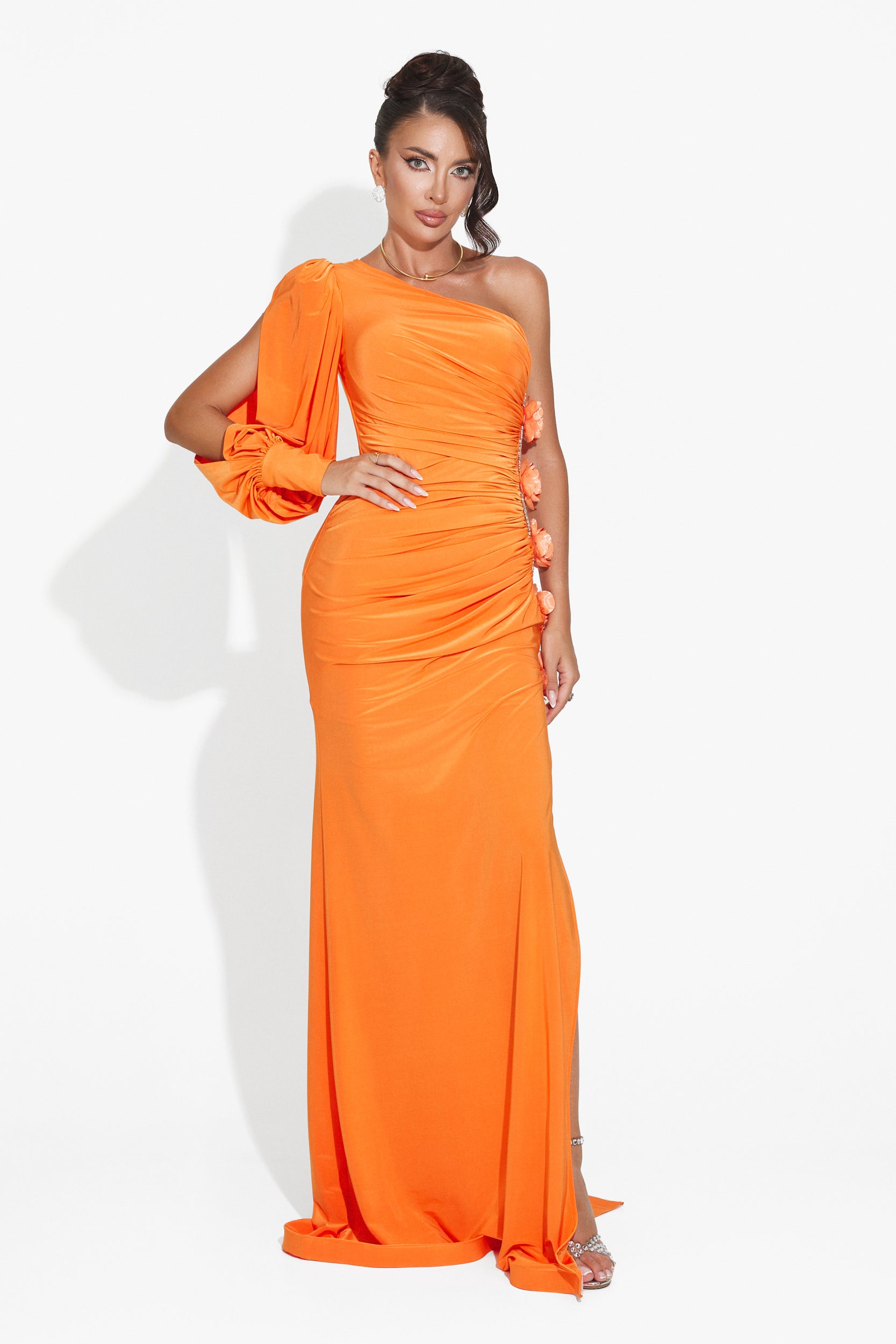 Rochie dama lunga portocalie Fanda Bogas