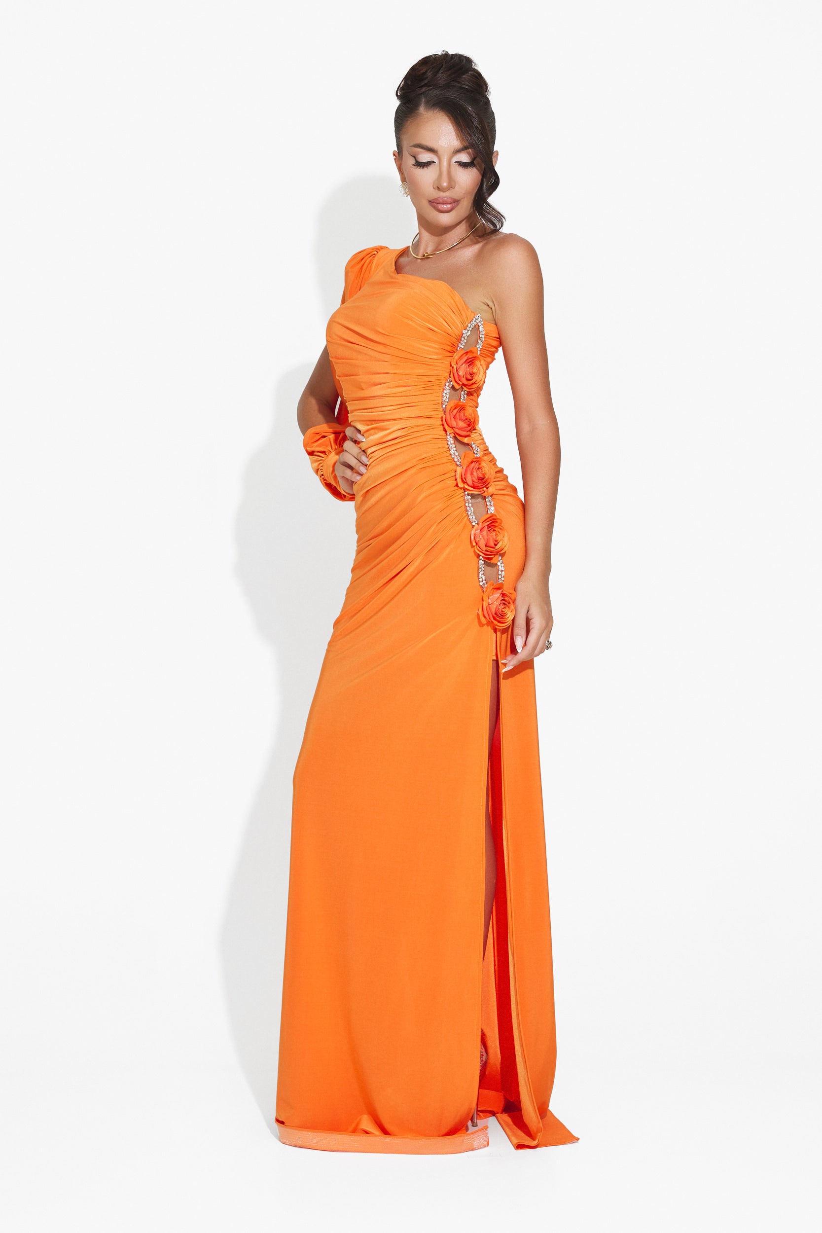 Rochie dama lunga portocalie Fanda Bogas