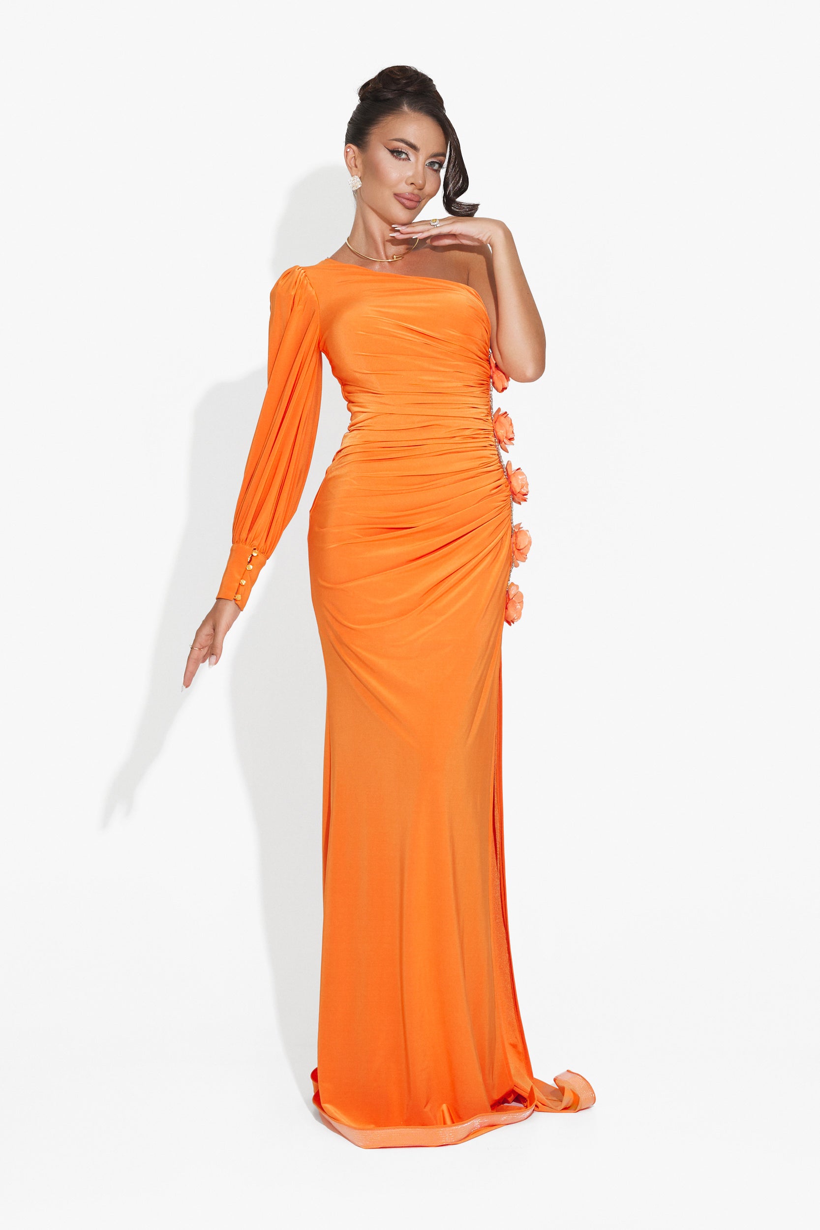 Rochie dama lunga portocalie Fanda Bogas