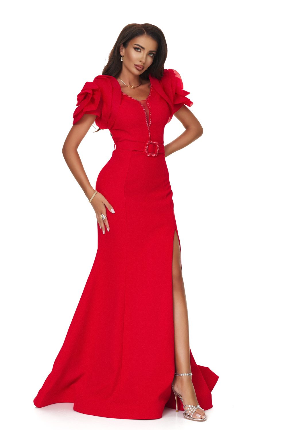 Rochie dama lunga rosie Cozia Bogas