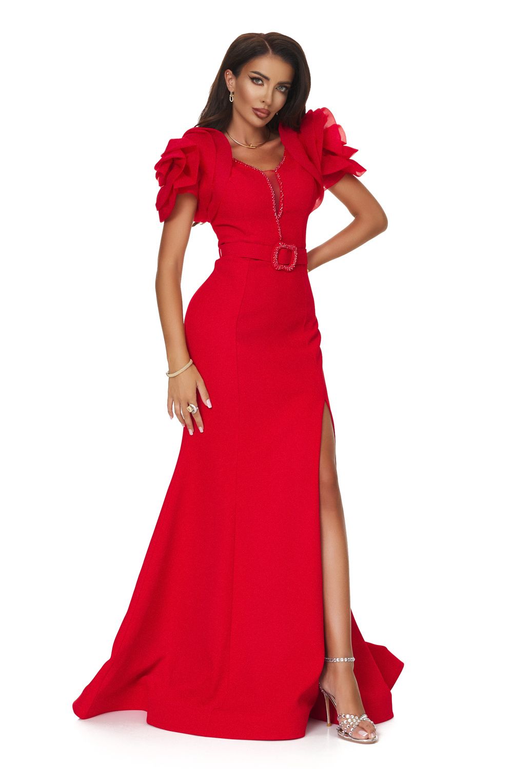 Rochie dama lunga rosie Cozia Bogas