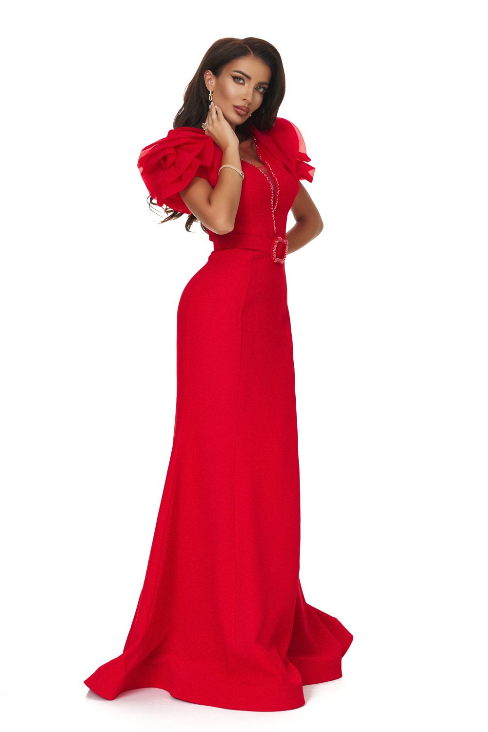 Rochie dama lunga rosie Cozia Bogas