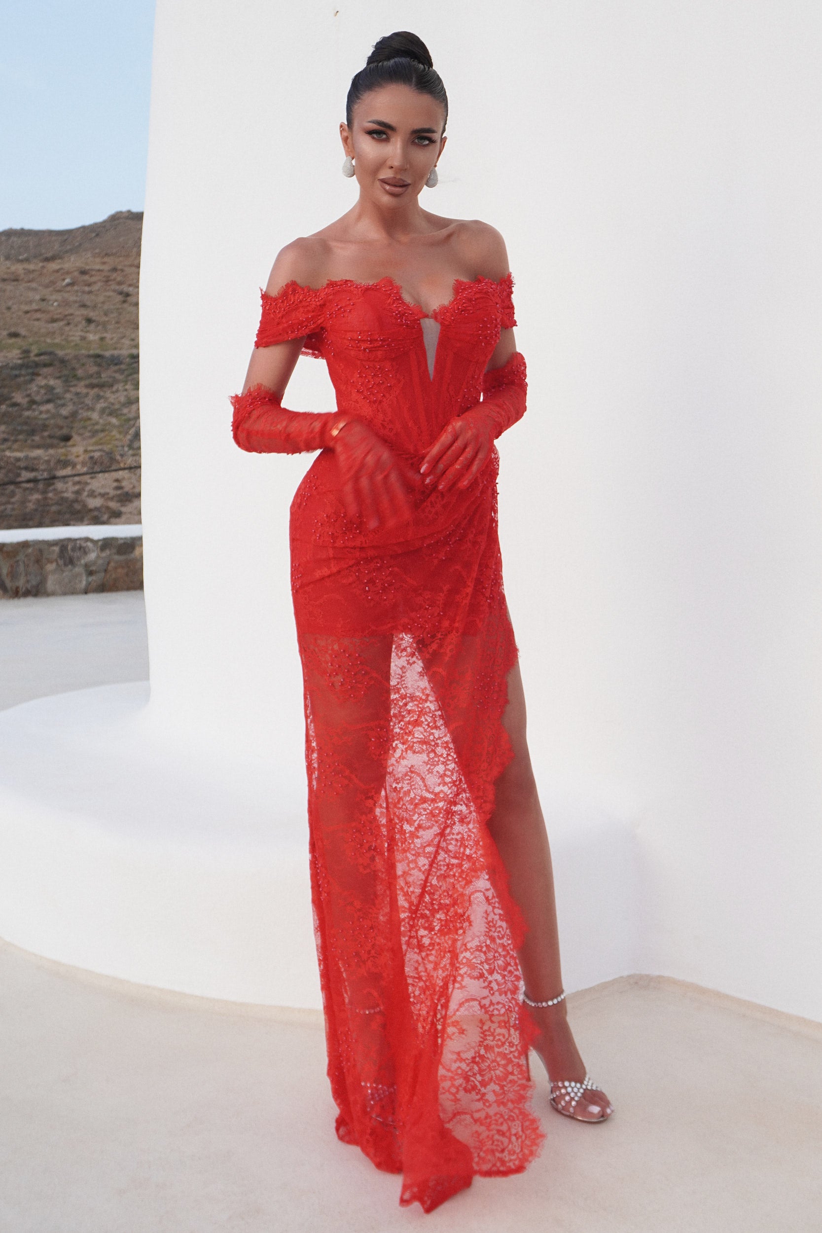 Rochie dama lunga rosie Daniele Bogas