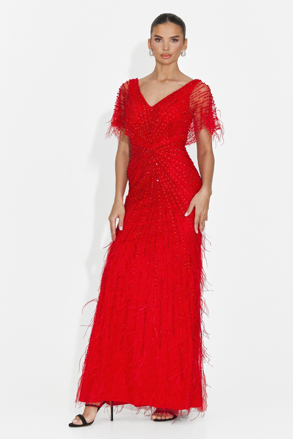 Rochie dama lunga rosie Elke Bogas, imaginea 8 din 8