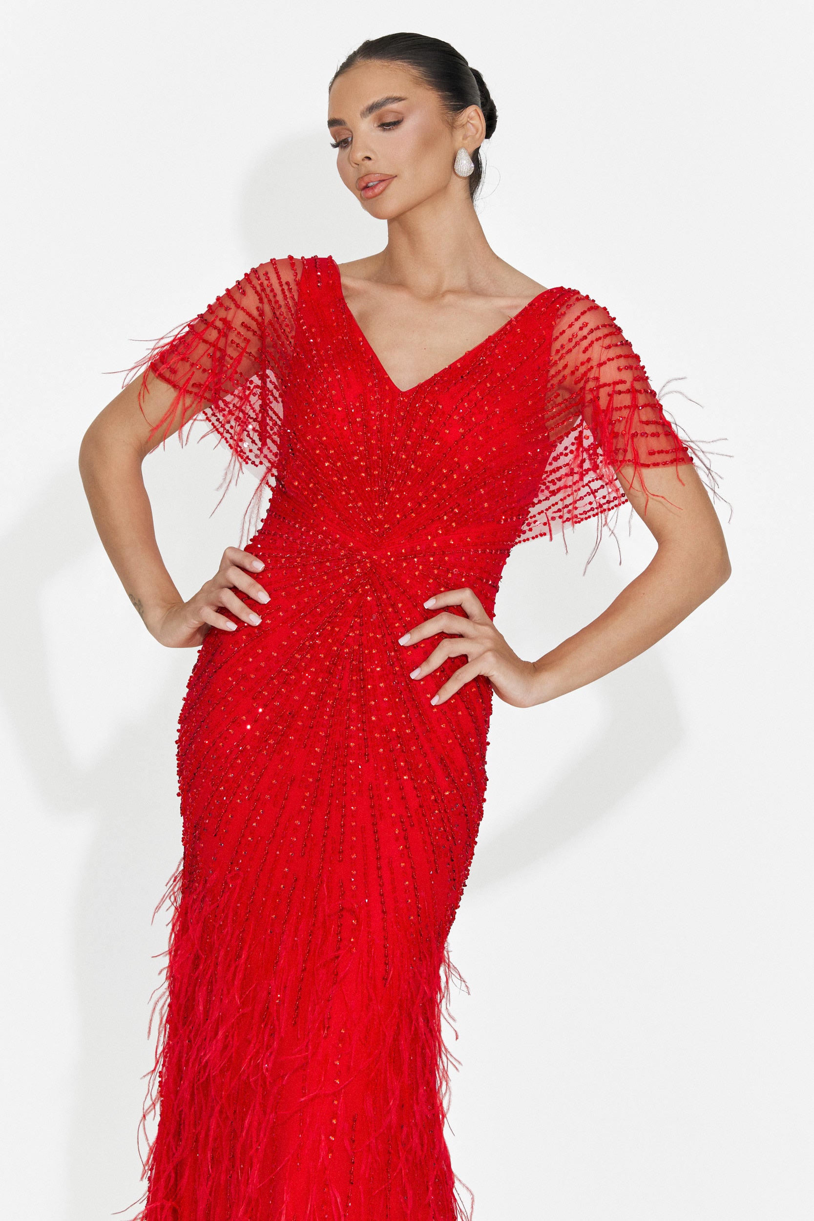 Rochie dama lunga rosie Elke Bogas