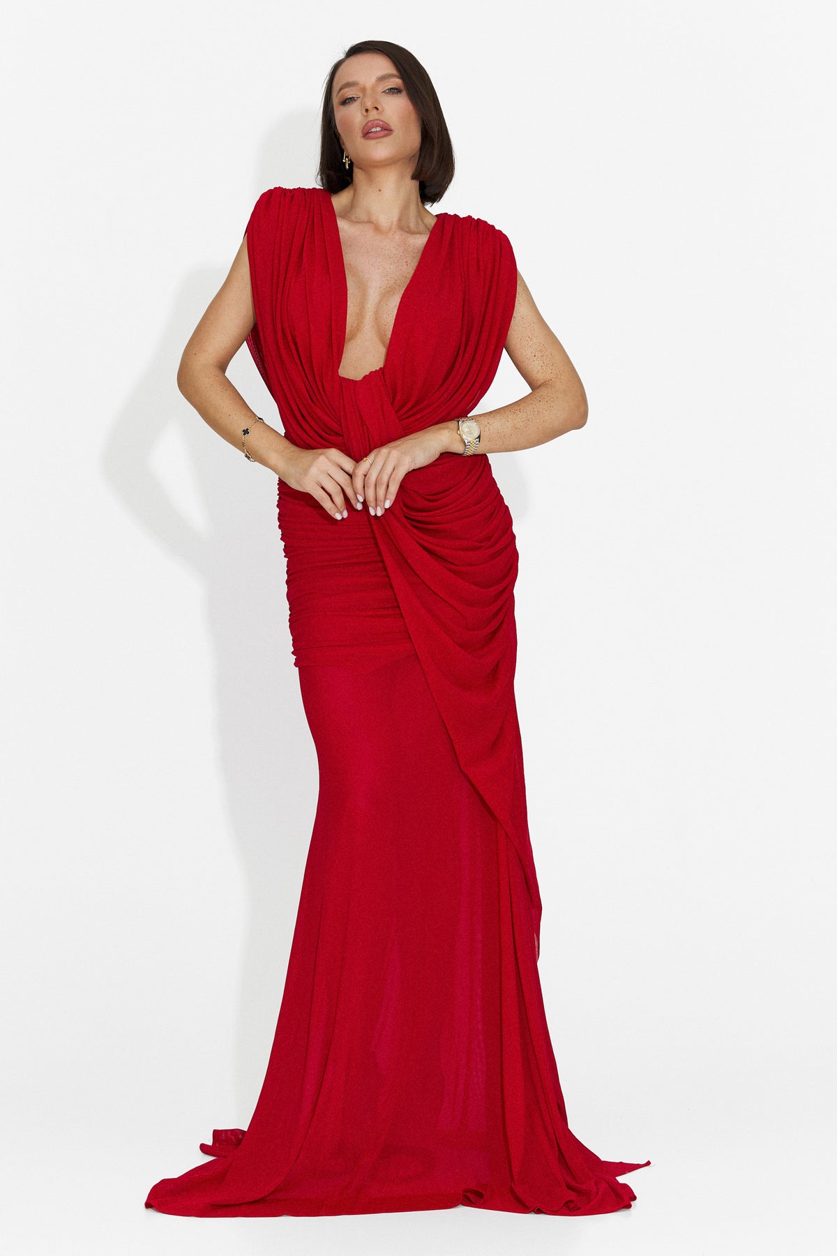 Rochie dama lunga rosie Iustima Bogas, imaginea 5 din 9