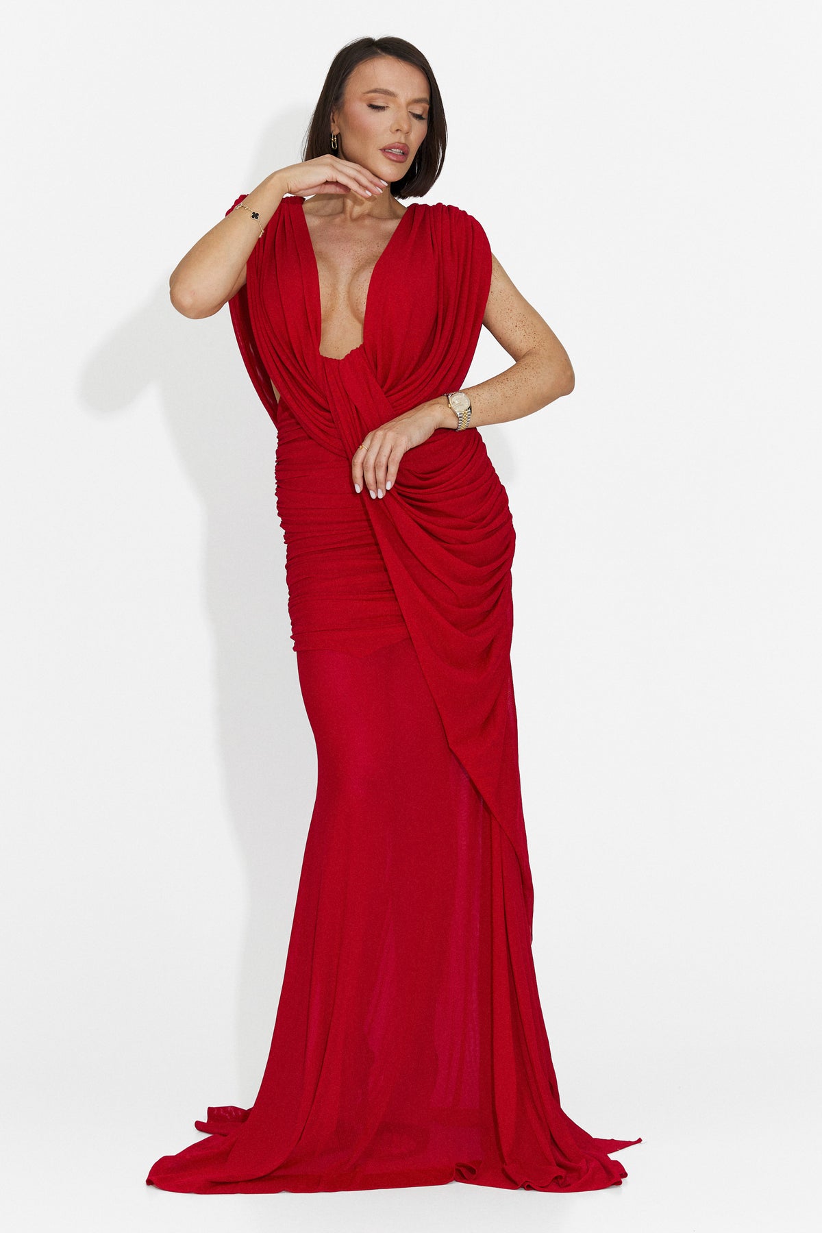 Rochie dama lunga rosie Iustima Bogas, imaginea 8 din 9